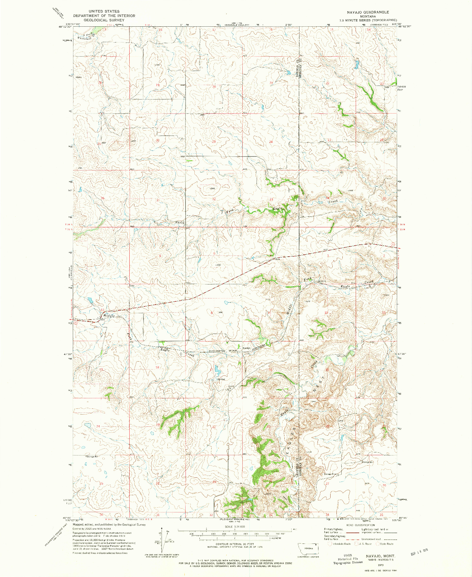 USGS 1:24000-SCALE QUADRANGLE FOR NAVAJO, MT 1973