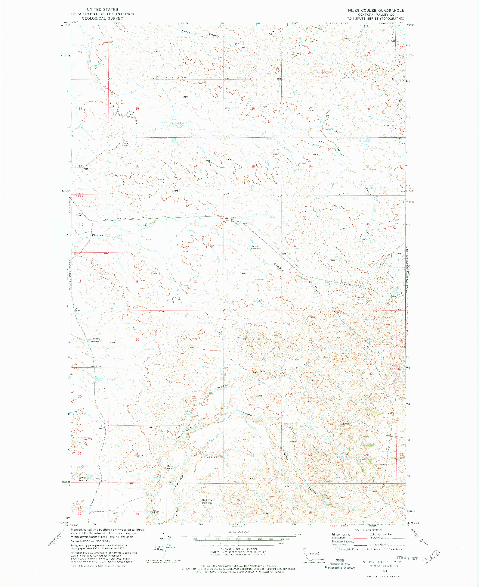 USGS 1:24000-SCALE QUADRANGLE FOR NILES COULEE, MT 1973