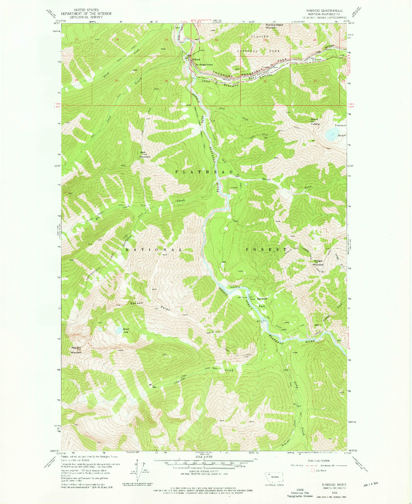 USGS 1:24000-SCALE QUADRANGLE FOR NIMROD, MT 1958