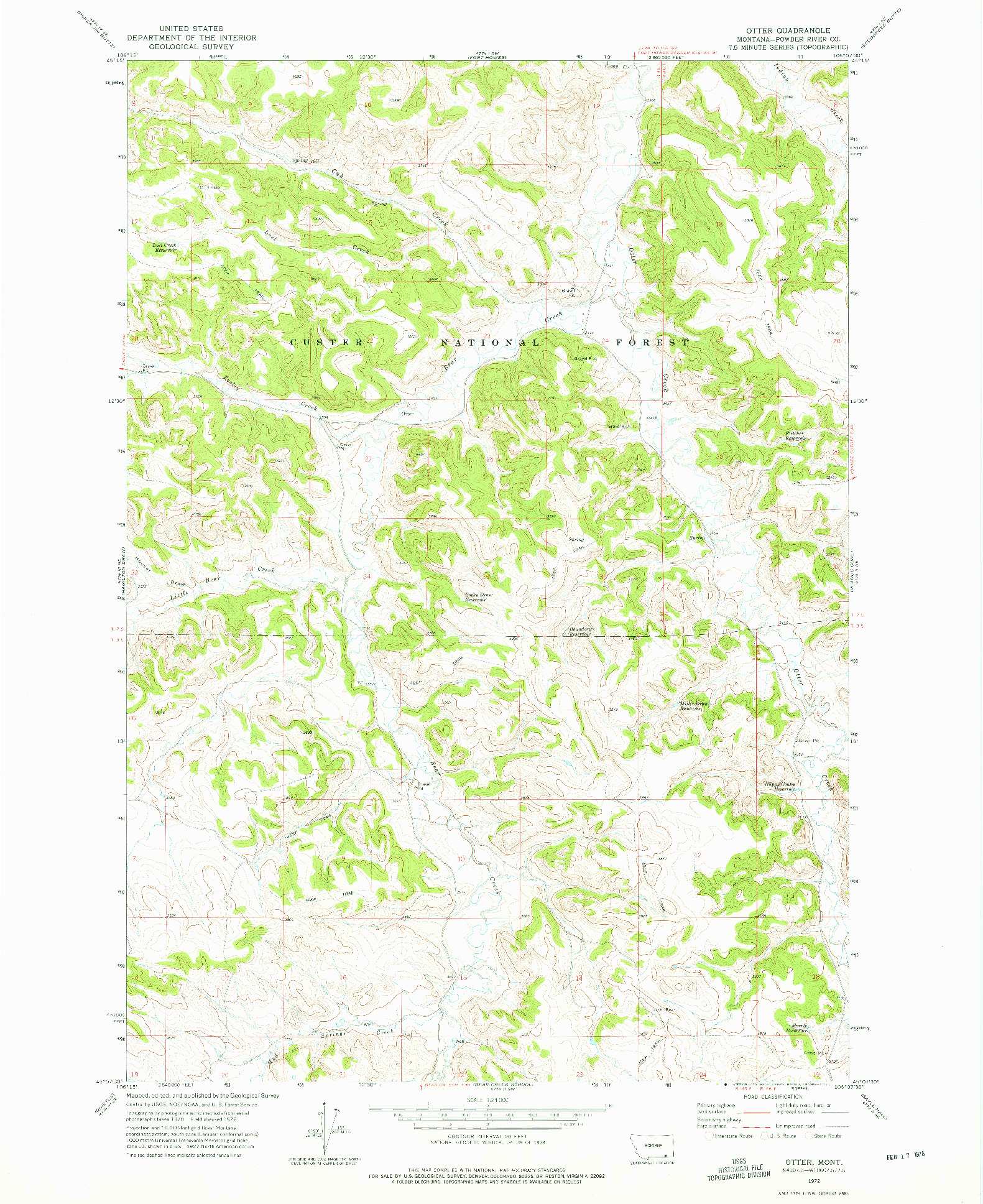 USGS 1:24000-SCALE QUADRANGLE FOR OTTER, MT 1972