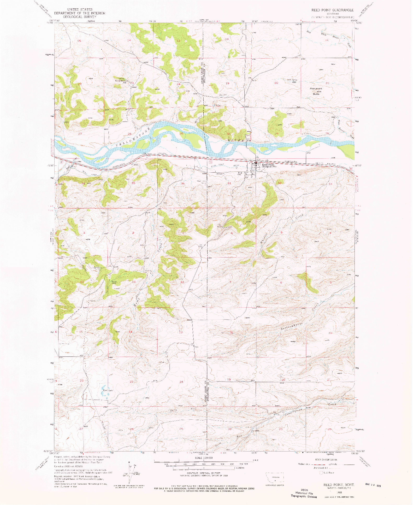 USGS 1:24000-SCALE QUADRANGLE FOR REED POINT, MT 1955