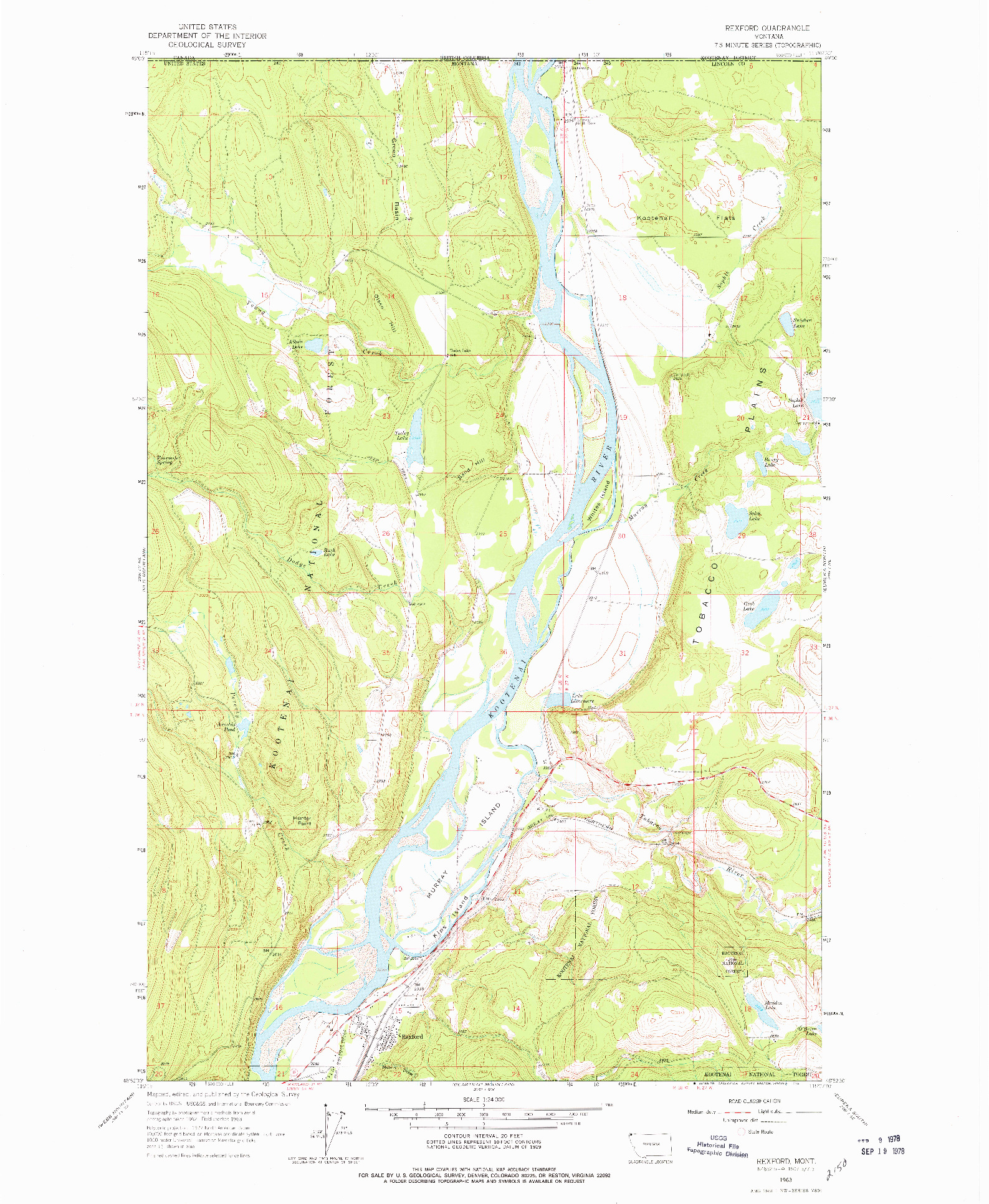 USGS 1:24000-SCALE QUADRANGLE FOR REXFORD, MT 1963