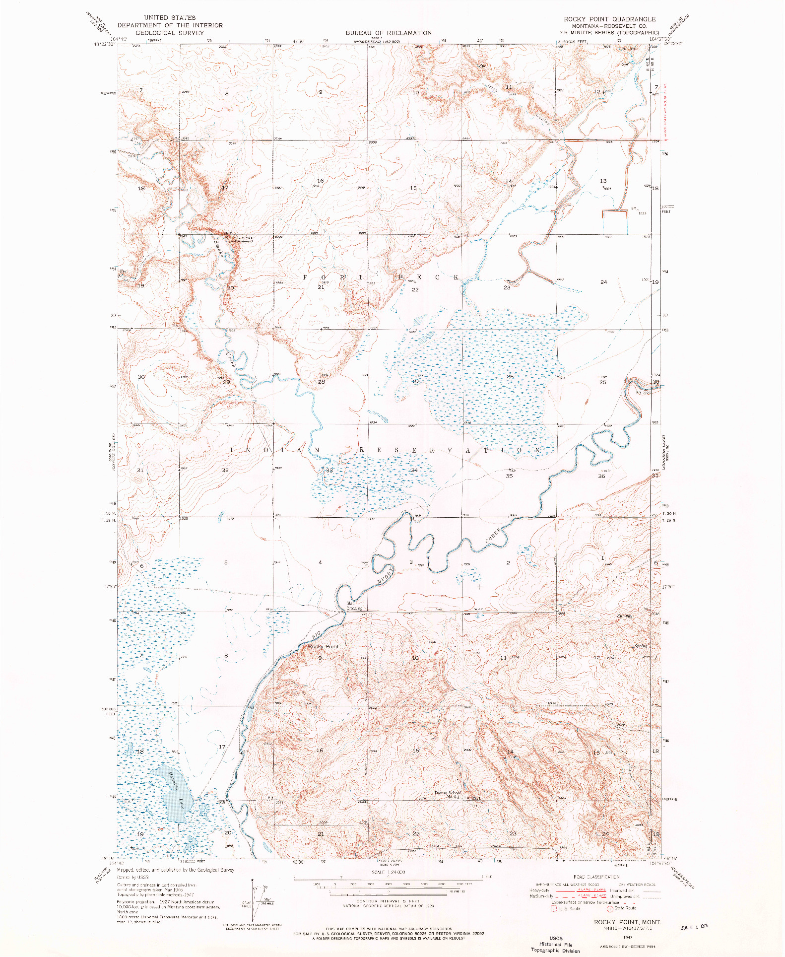 USGS 1:24000-SCALE QUADRANGLE FOR ROCKY POINT, MT 1947