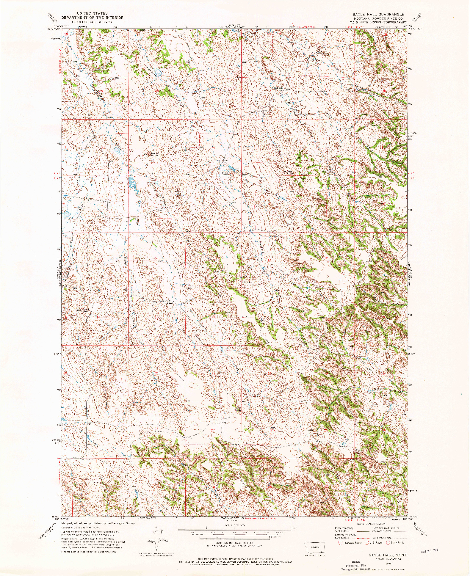 USGS 1:24000-SCALE QUADRANGLE FOR SAYLE HALL, MT 1972