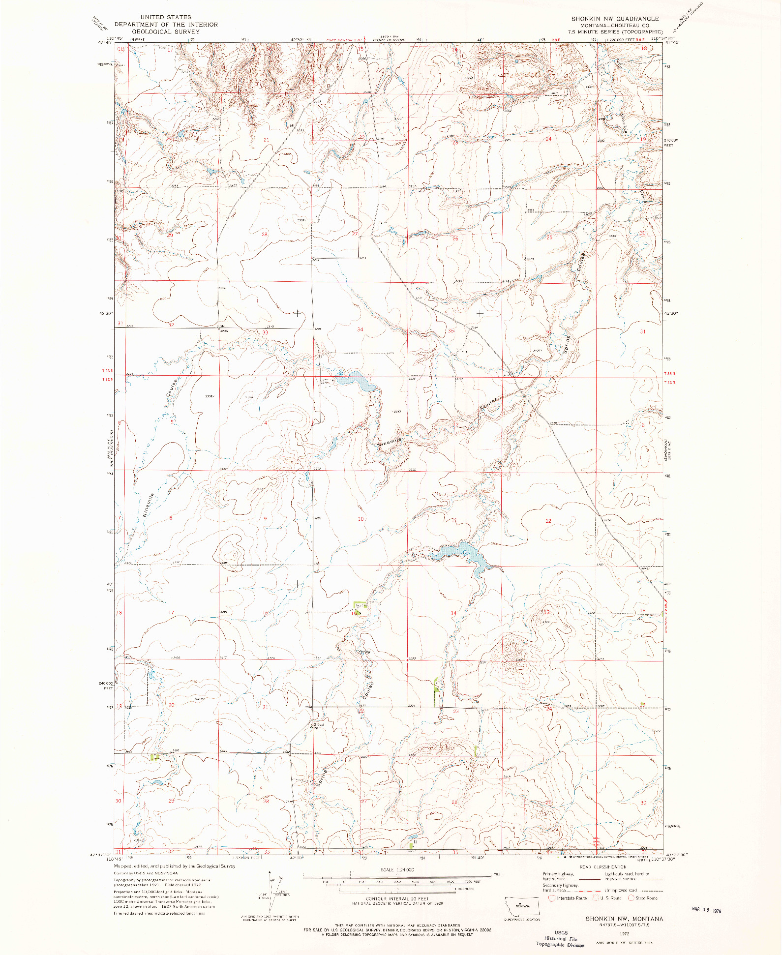 USGS 1:24000-SCALE QUADRANGLE FOR SHONKIN NW, MT 1972