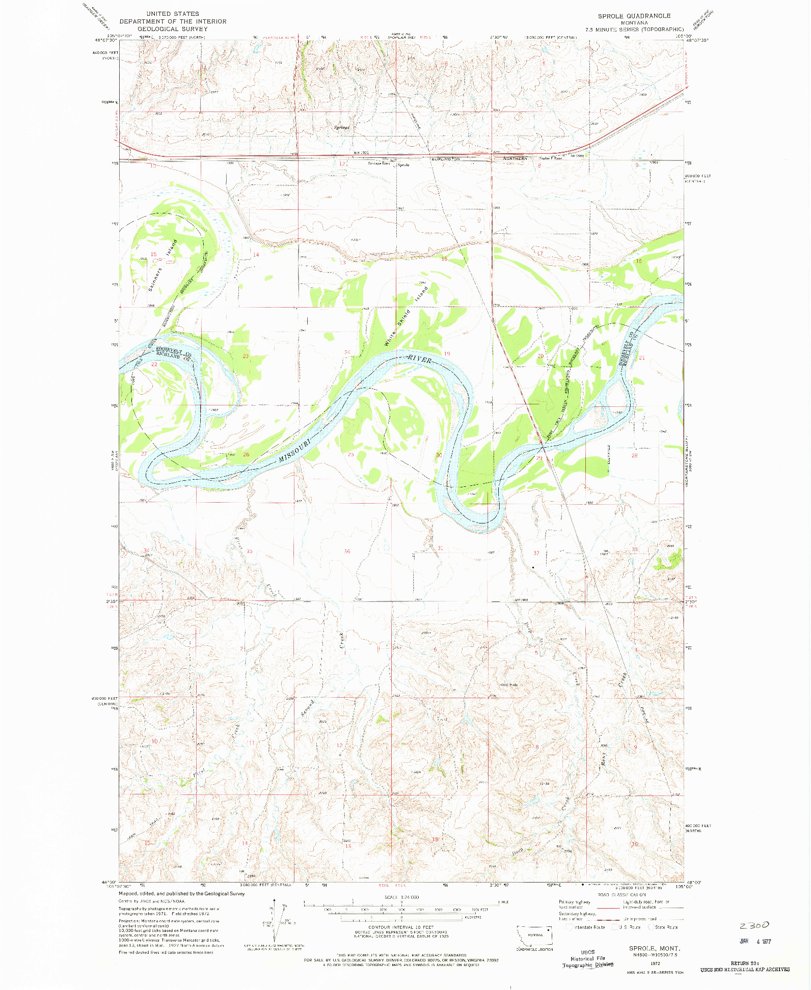 USGS 1:24000-SCALE QUADRANGLE FOR SPROLE, MT 1972