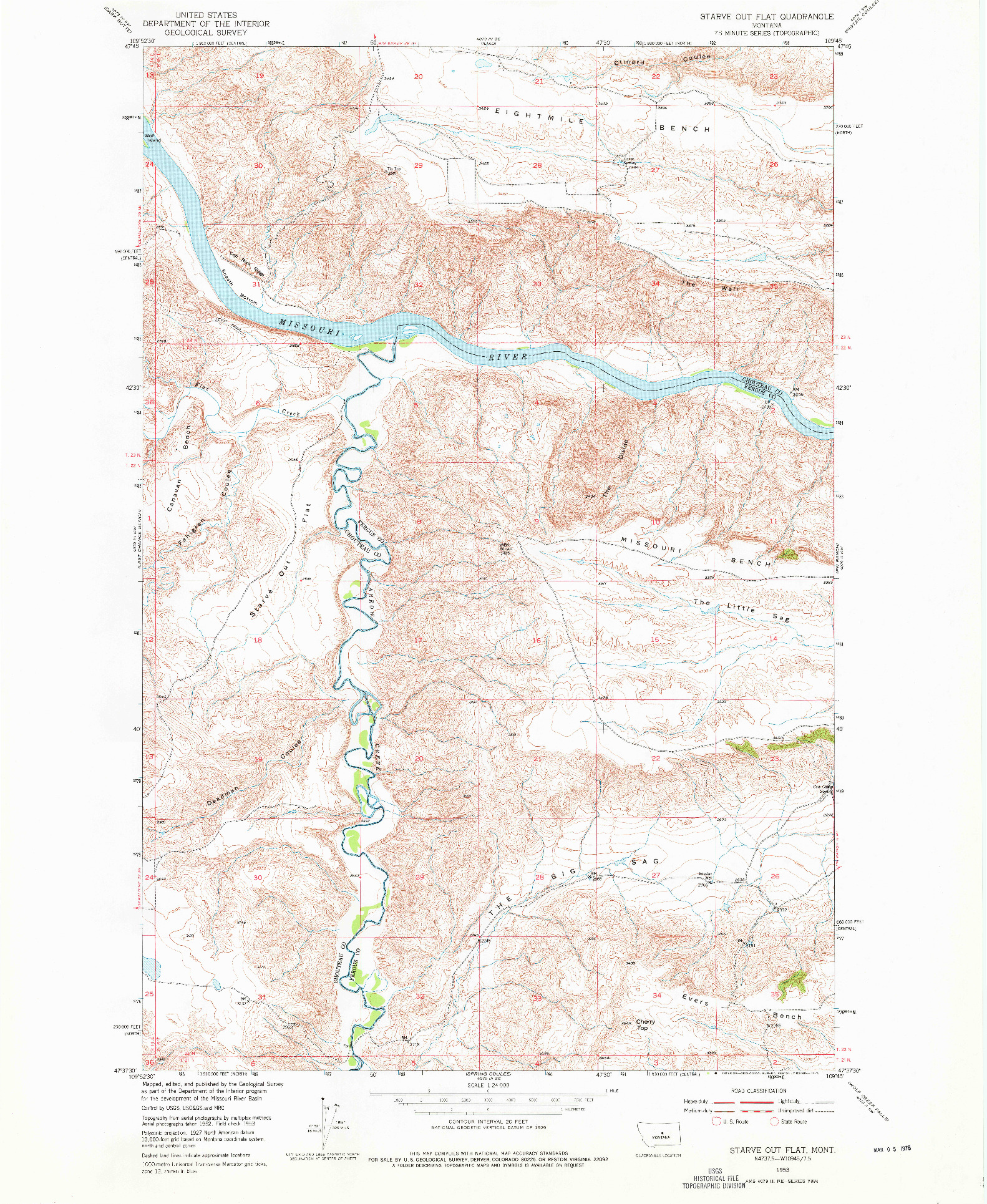 USGS 1:24000-SCALE QUADRANGLE FOR STARVE OUT FLAT, MT 1953