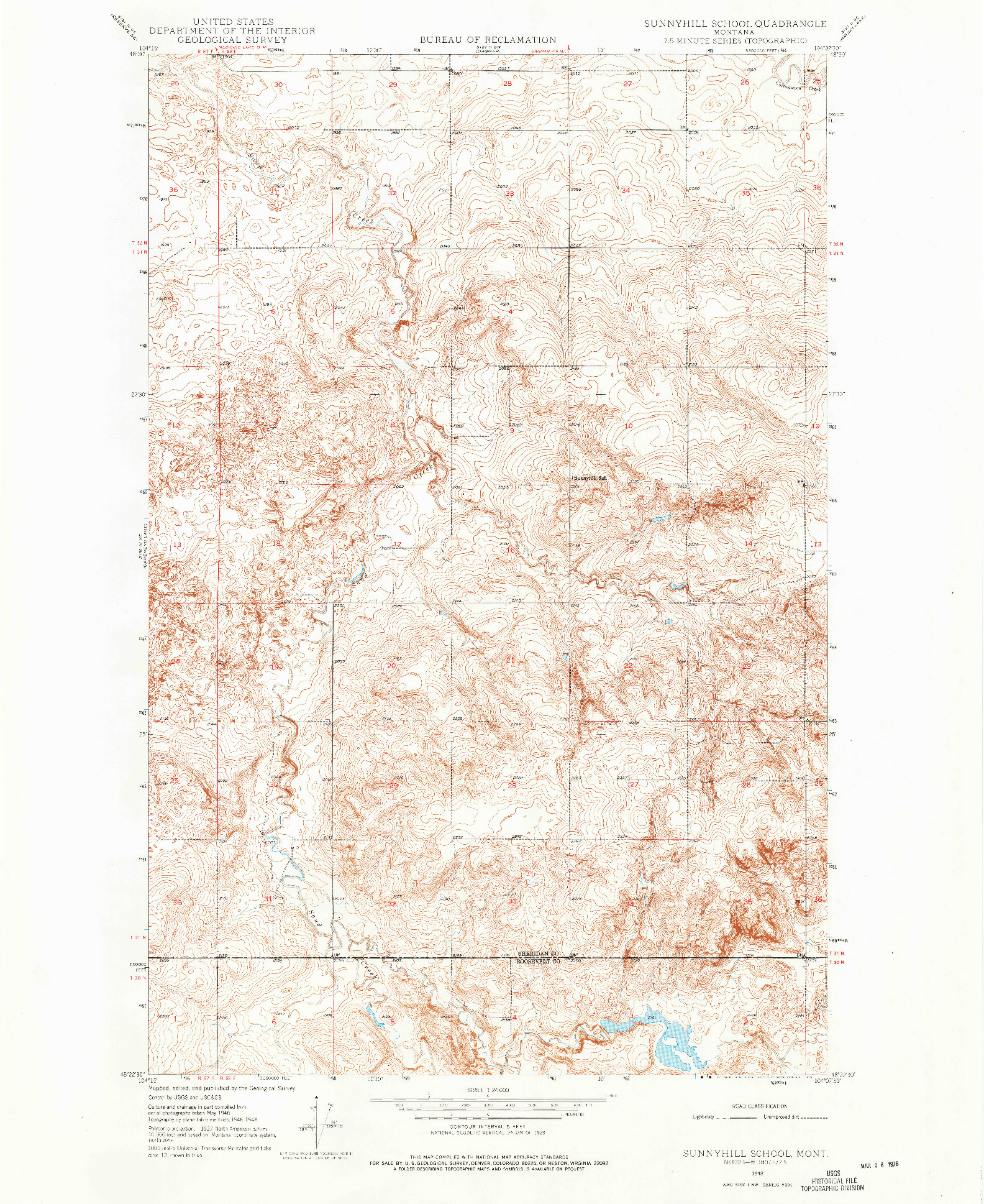 USGS 1:24000-SCALE QUADRANGLE FOR SUNNYHILL SCHOOL, MT 1948