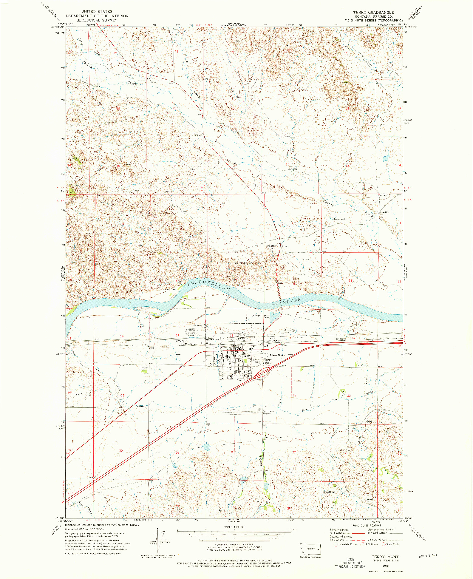 USGS 1:24000-SCALE QUADRANGLE FOR TERRY, MT 1972