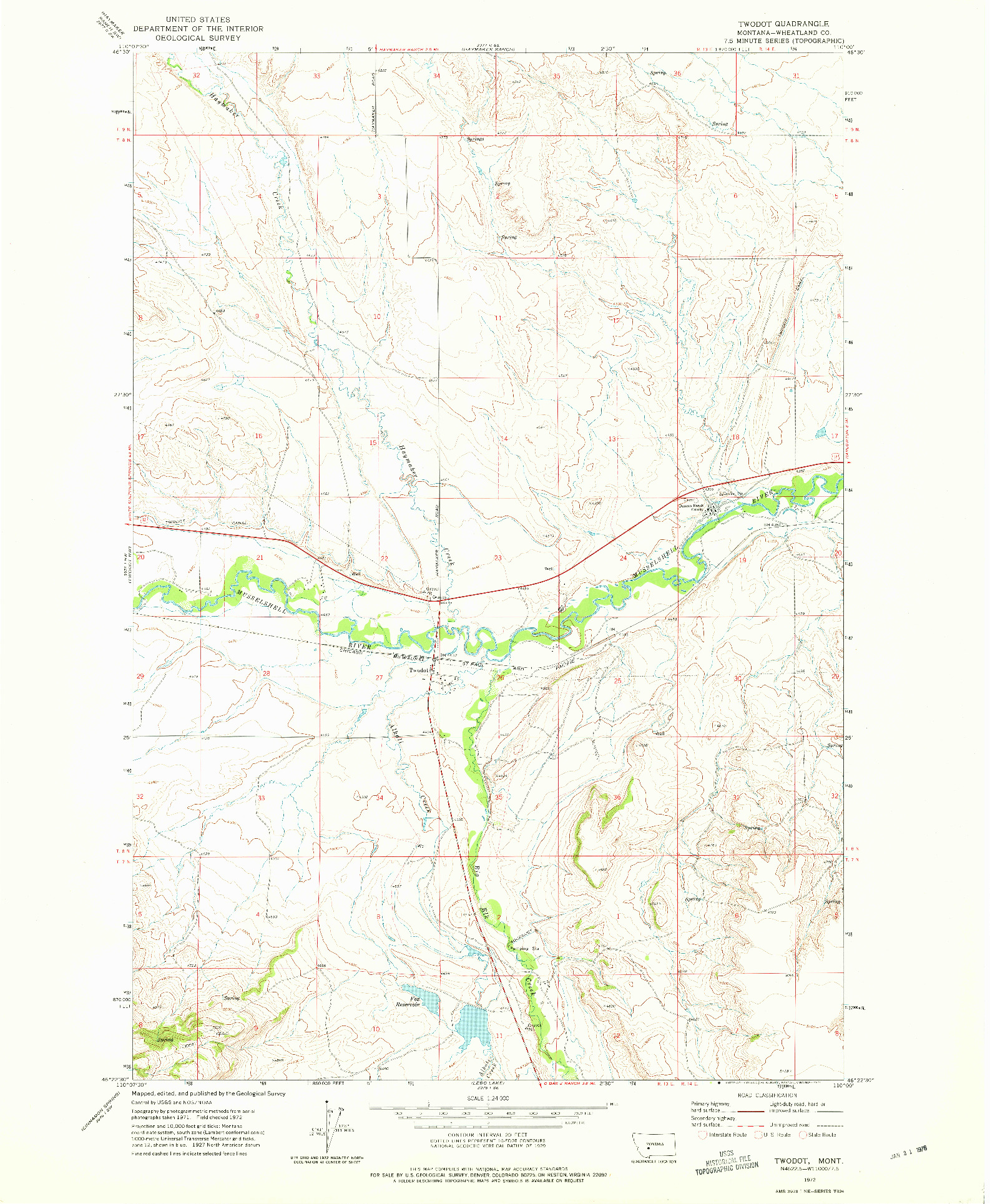 USGS 1:24000-SCALE QUADRANGLE FOR TWODOT, MT 1972