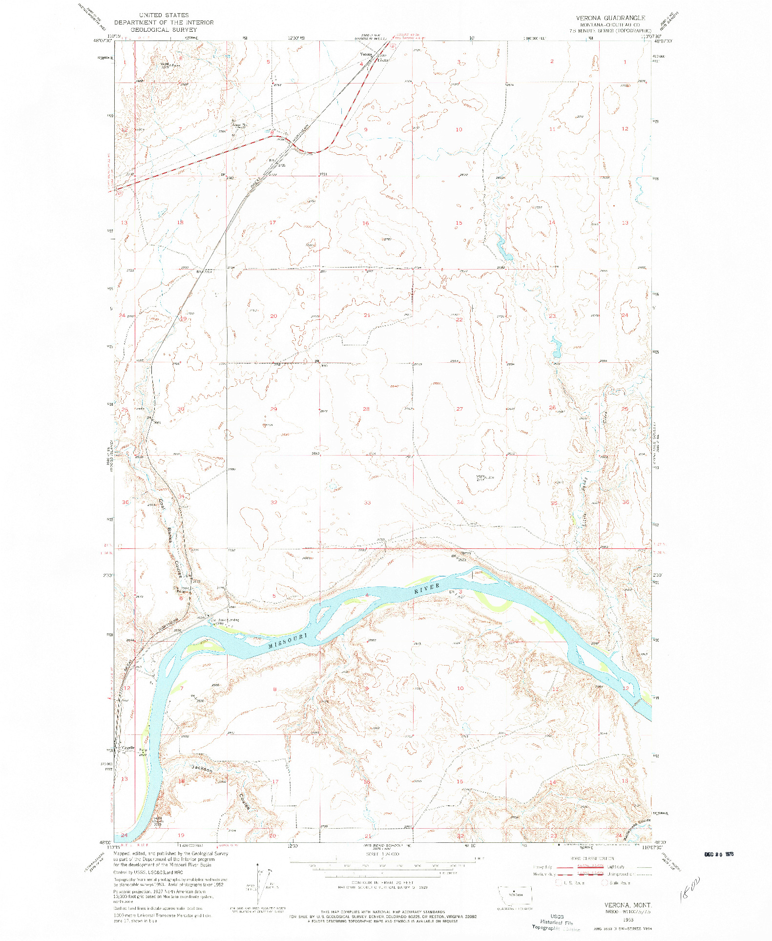 USGS 1:24000-SCALE QUADRANGLE FOR VERONA, MT 1953