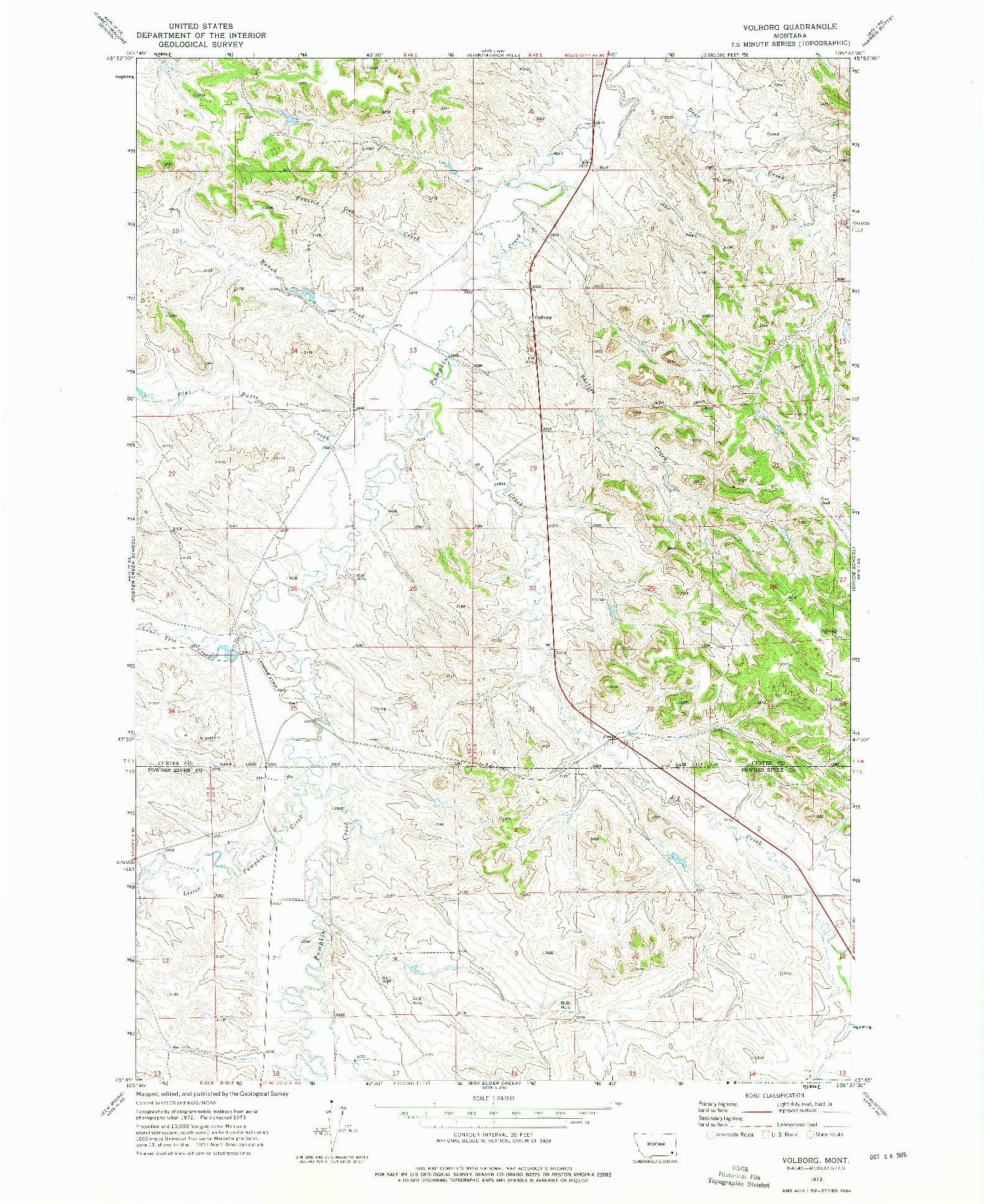 USGS 1:24000-SCALE QUADRANGLE FOR VOLBORG, MT 1973