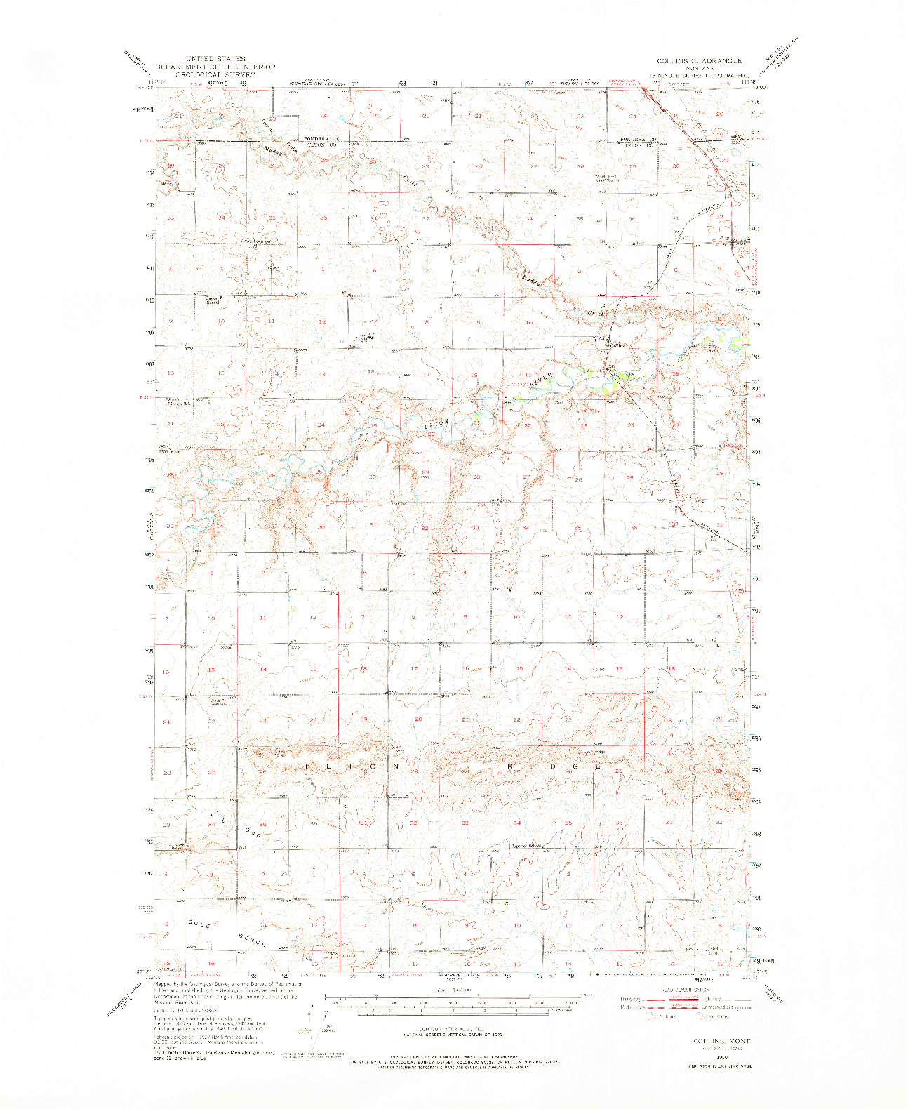 USGS 1:62500-SCALE QUADRANGLE FOR COLLINS, MT 1950