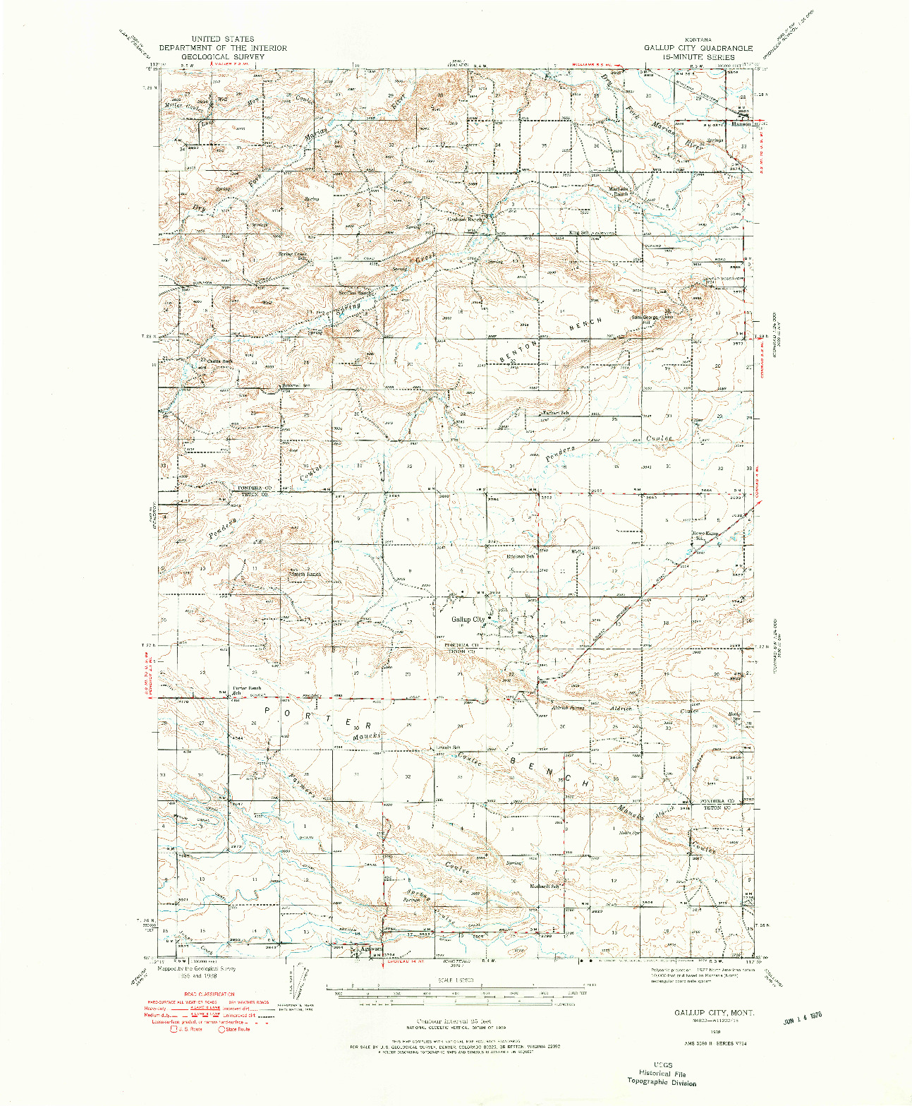 USGS 1:62500-SCALE QUADRANGLE FOR GALLUP CITY, MT 1938