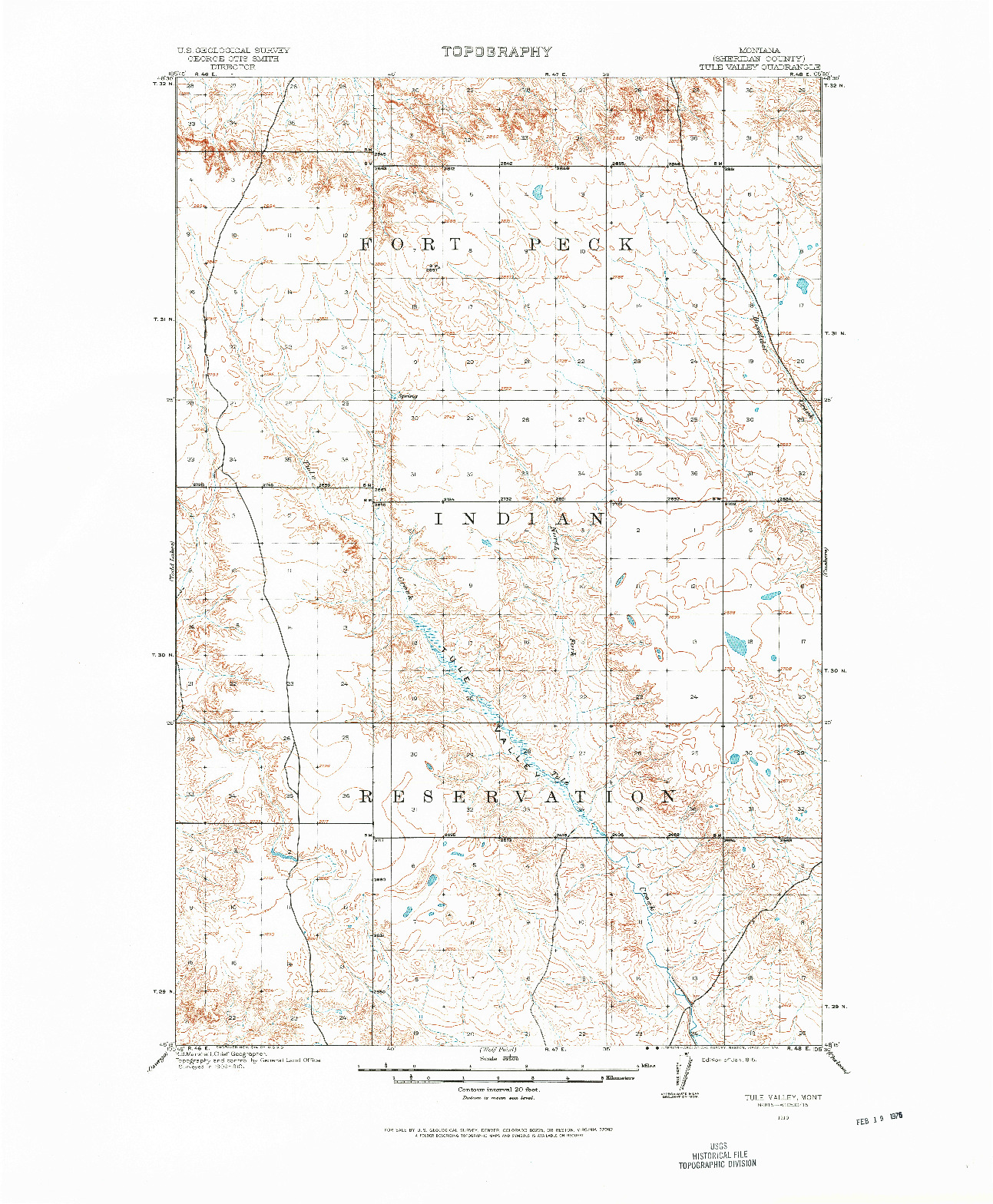 USGS 1:62500-SCALE QUADRANGLE FOR TULE VALLEY, MT 1915