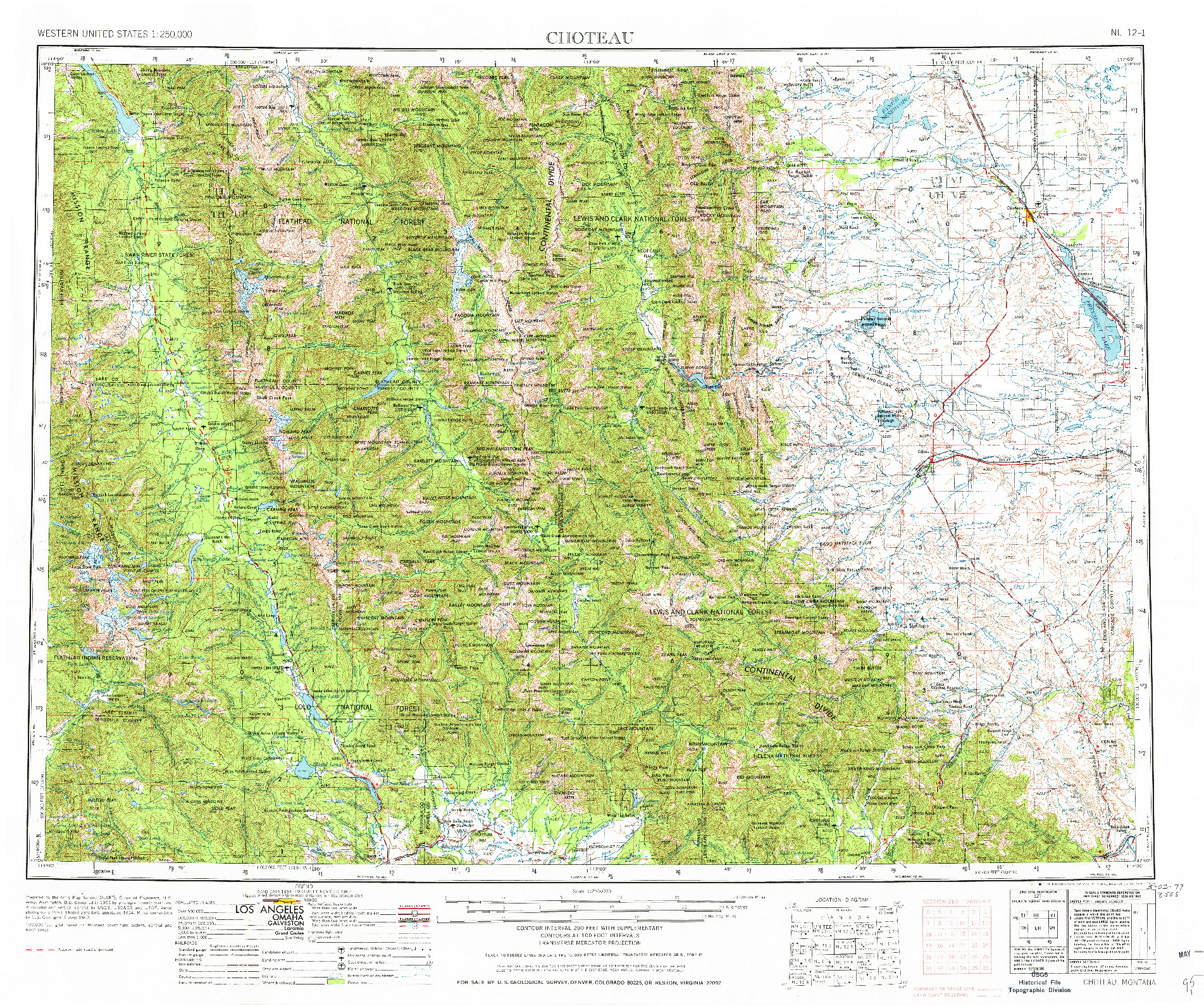 USGS 1:250000-SCALE QUADRANGLE FOR CHOTEAU, MT 1976