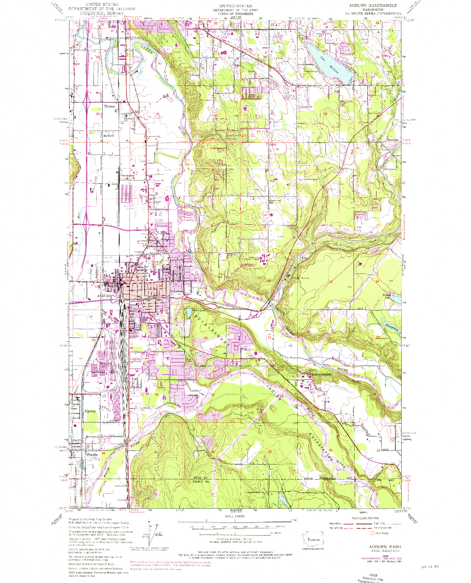 USGS 1:24000-SCALE QUADRANGLE FOR AUBURN, WA 1949