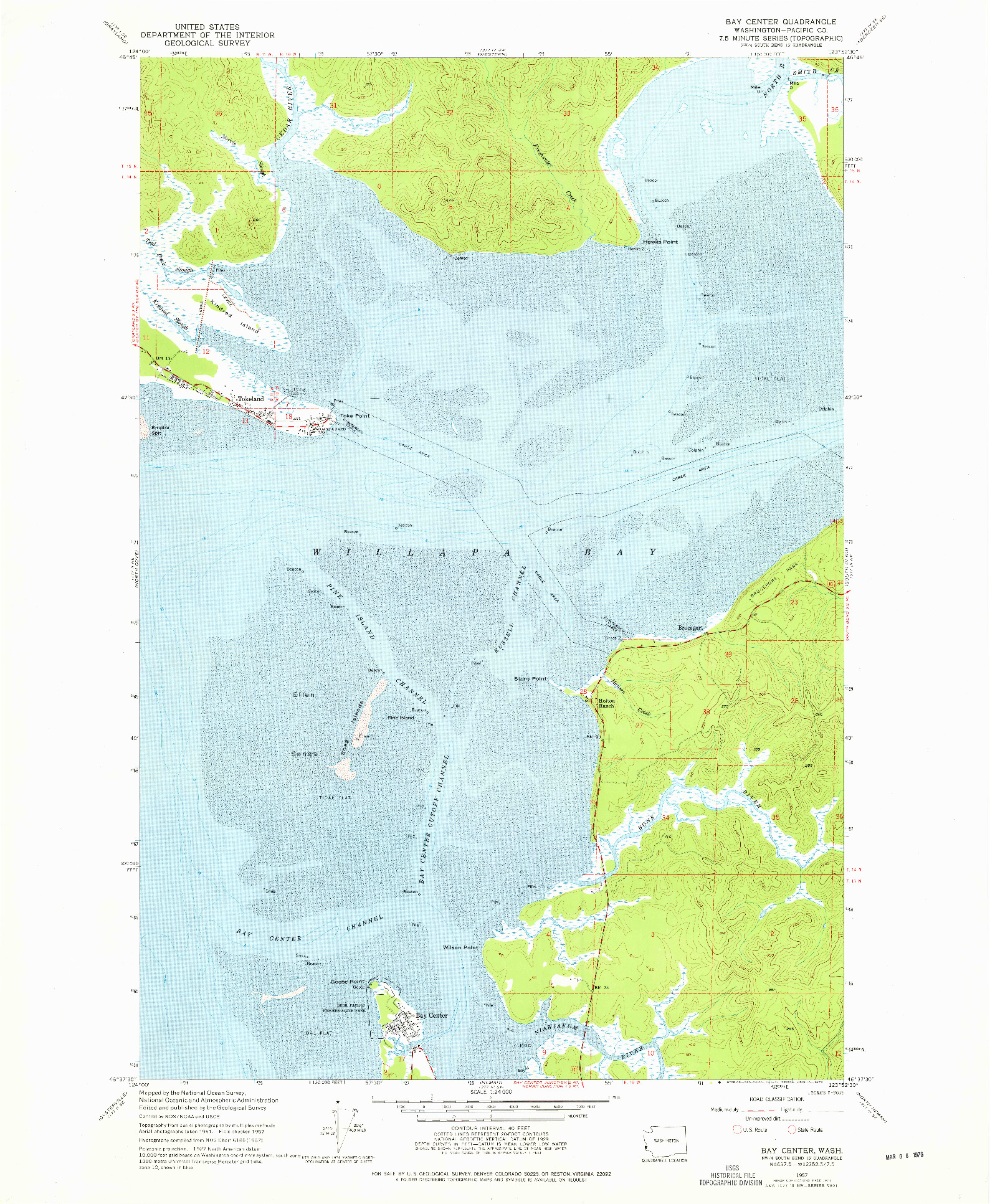 USGS 1:24000-SCALE QUADRANGLE FOR BAY CENTER, WA 1957