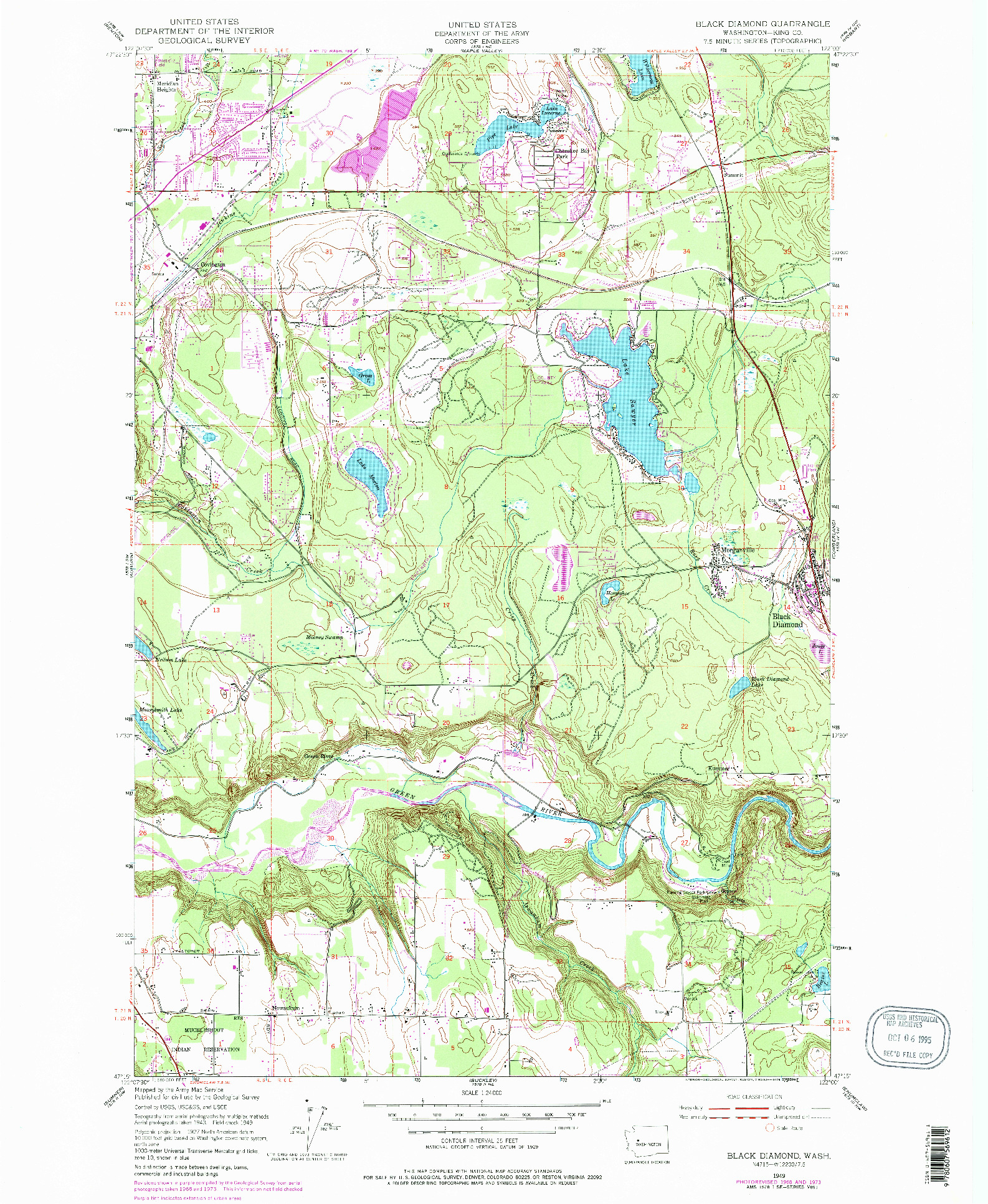 USGS 1:24000-SCALE QUADRANGLE FOR BLACK DIAMOND, WA 1949