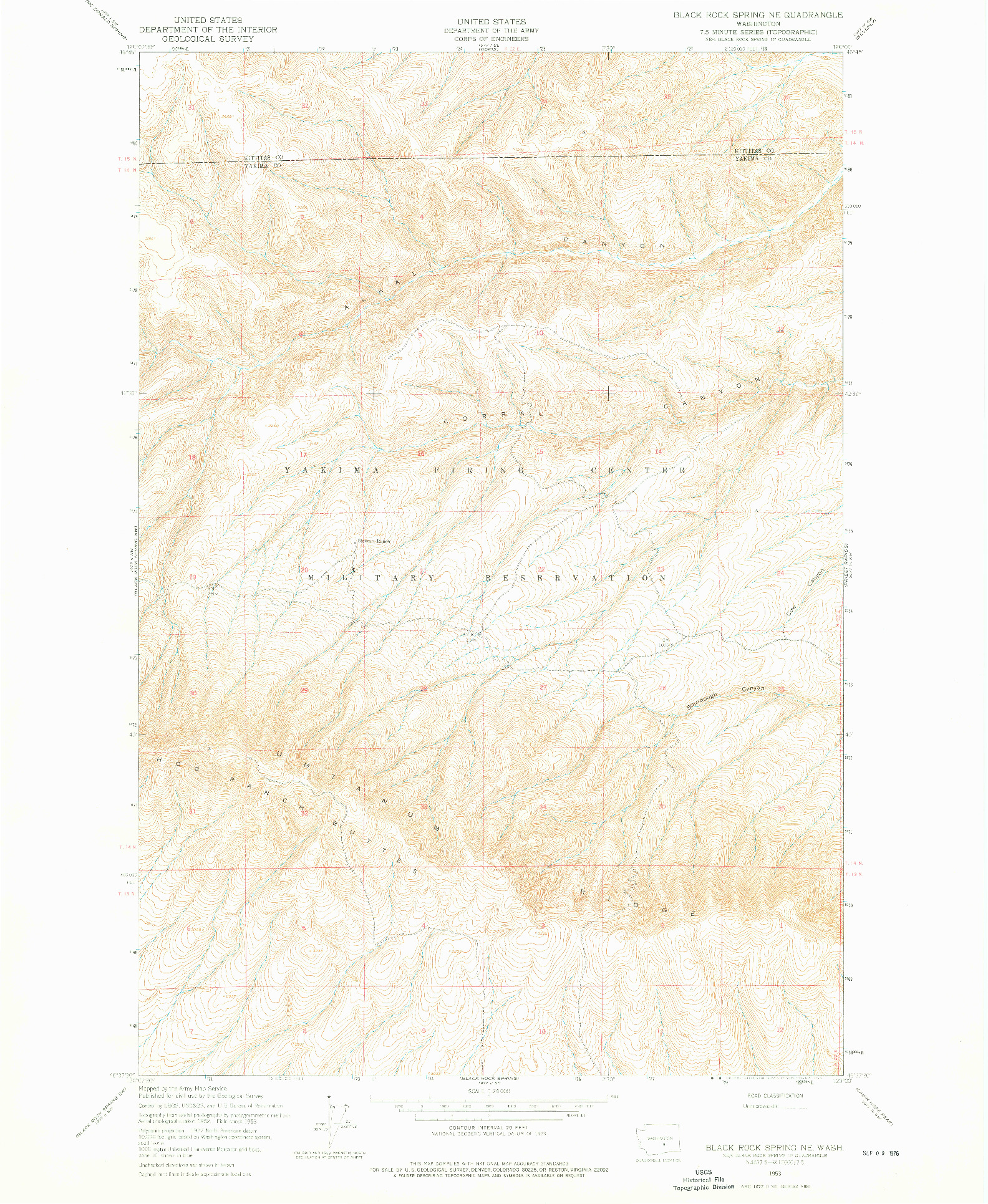 USGS 1:24000-SCALE QUADRANGLE FOR BLACK ROCK SPRING NE, WA 1953