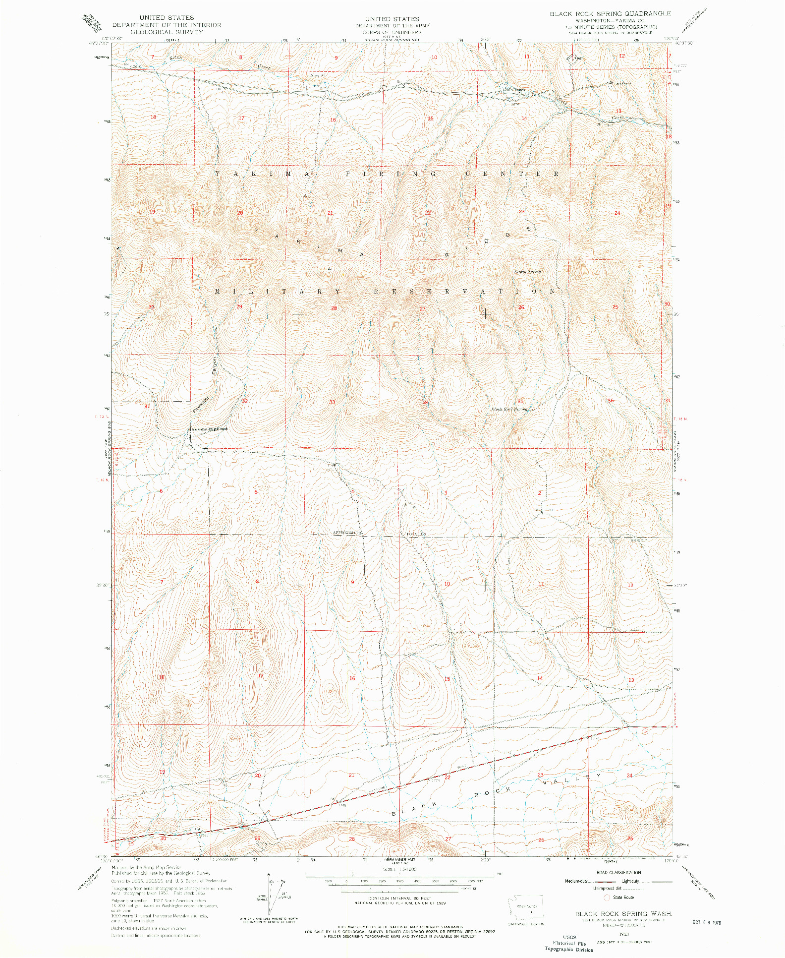 USGS 1:24000-SCALE QUADRANGLE FOR BLACK ROCK SPRING, WA 1953