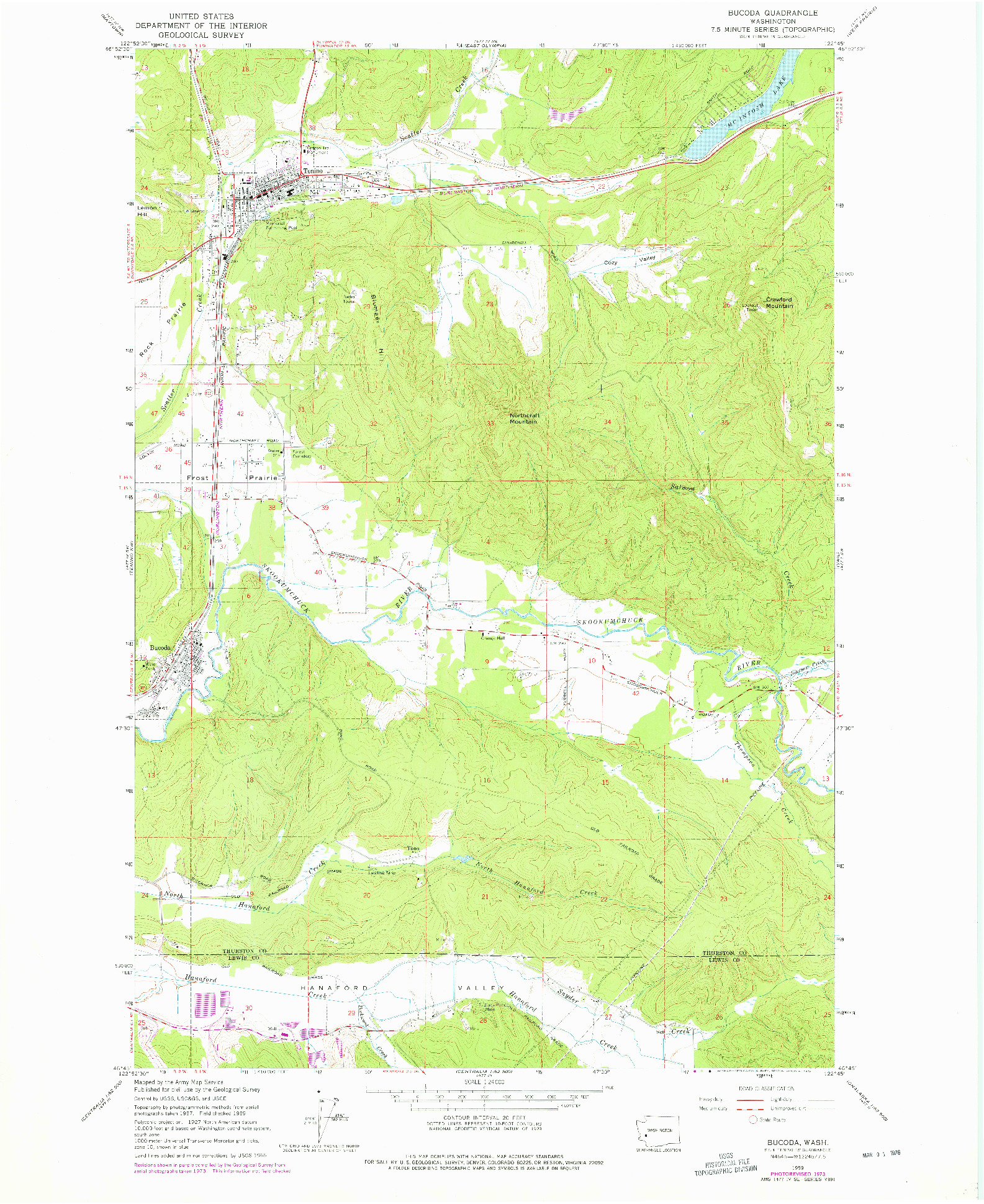 USGS 1:24000-SCALE QUADRANGLE FOR BUCODA, WA 1959