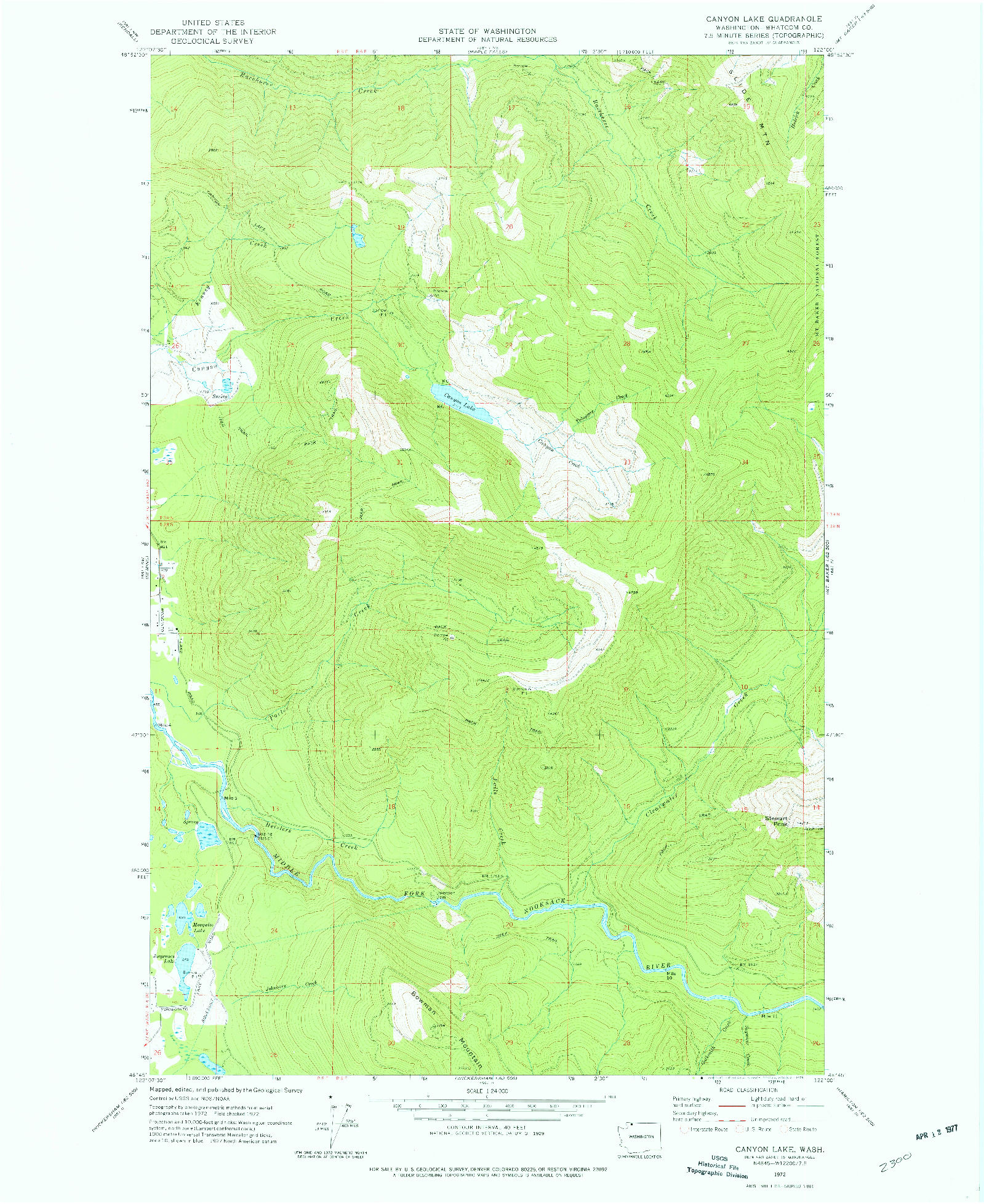 USGS 1:24000-SCALE QUADRANGLE FOR CANYON LAKE, WA 1972