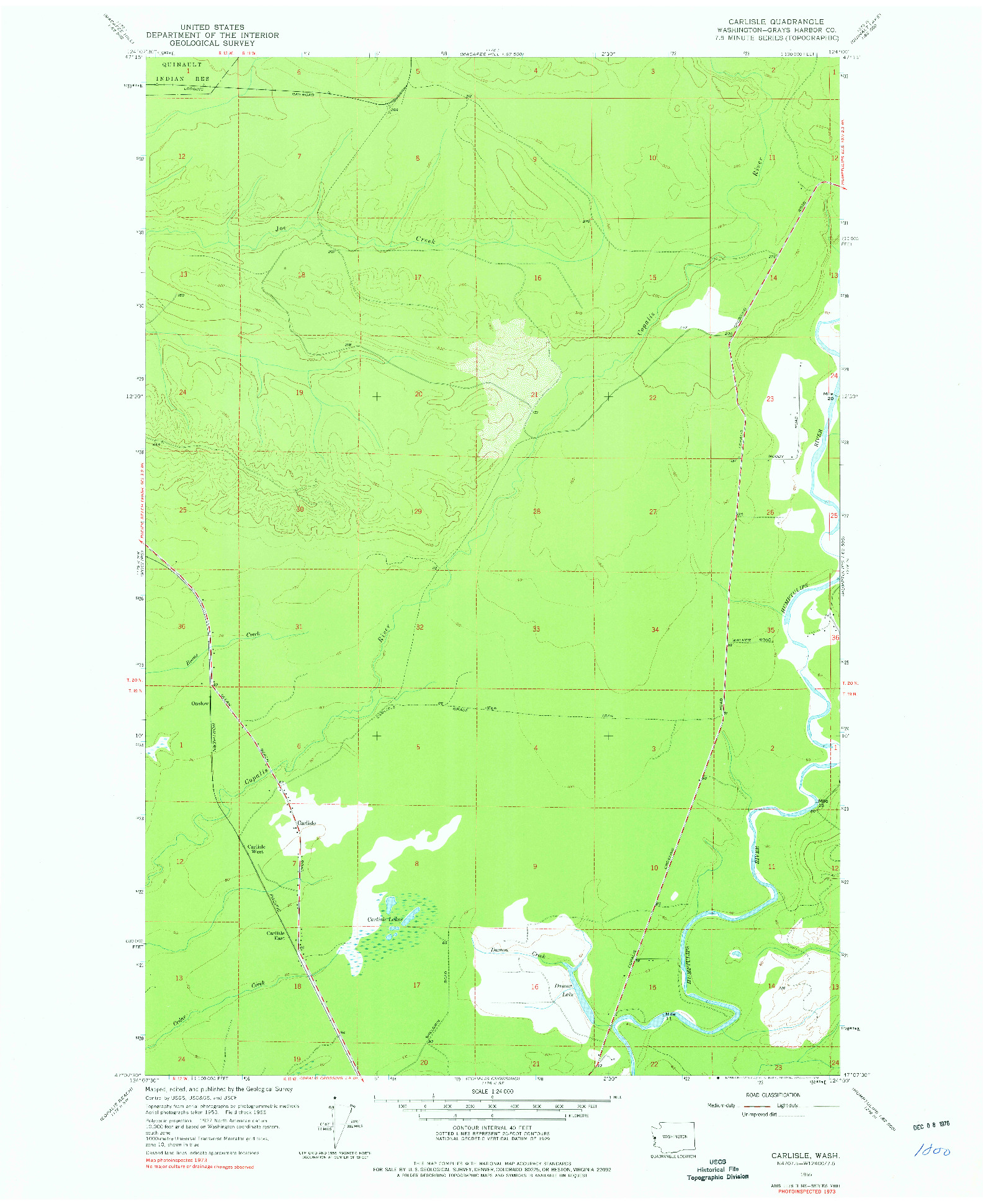 USGS 1:24000-SCALE QUADRANGLE FOR CARLISLE, WA 1955
