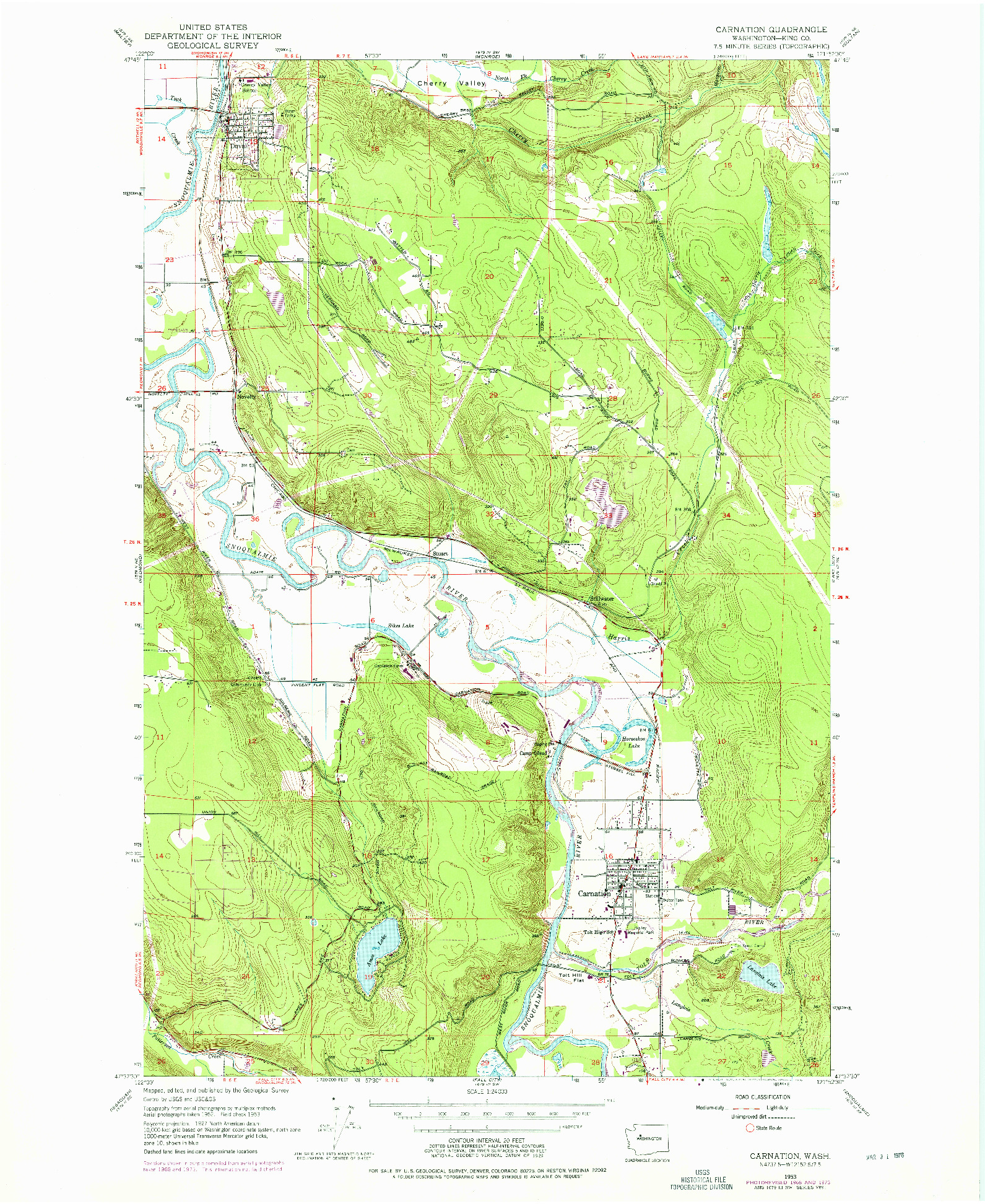 USGS 1:24000-SCALE QUADRANGLE FOR CARNATION, WA 1953