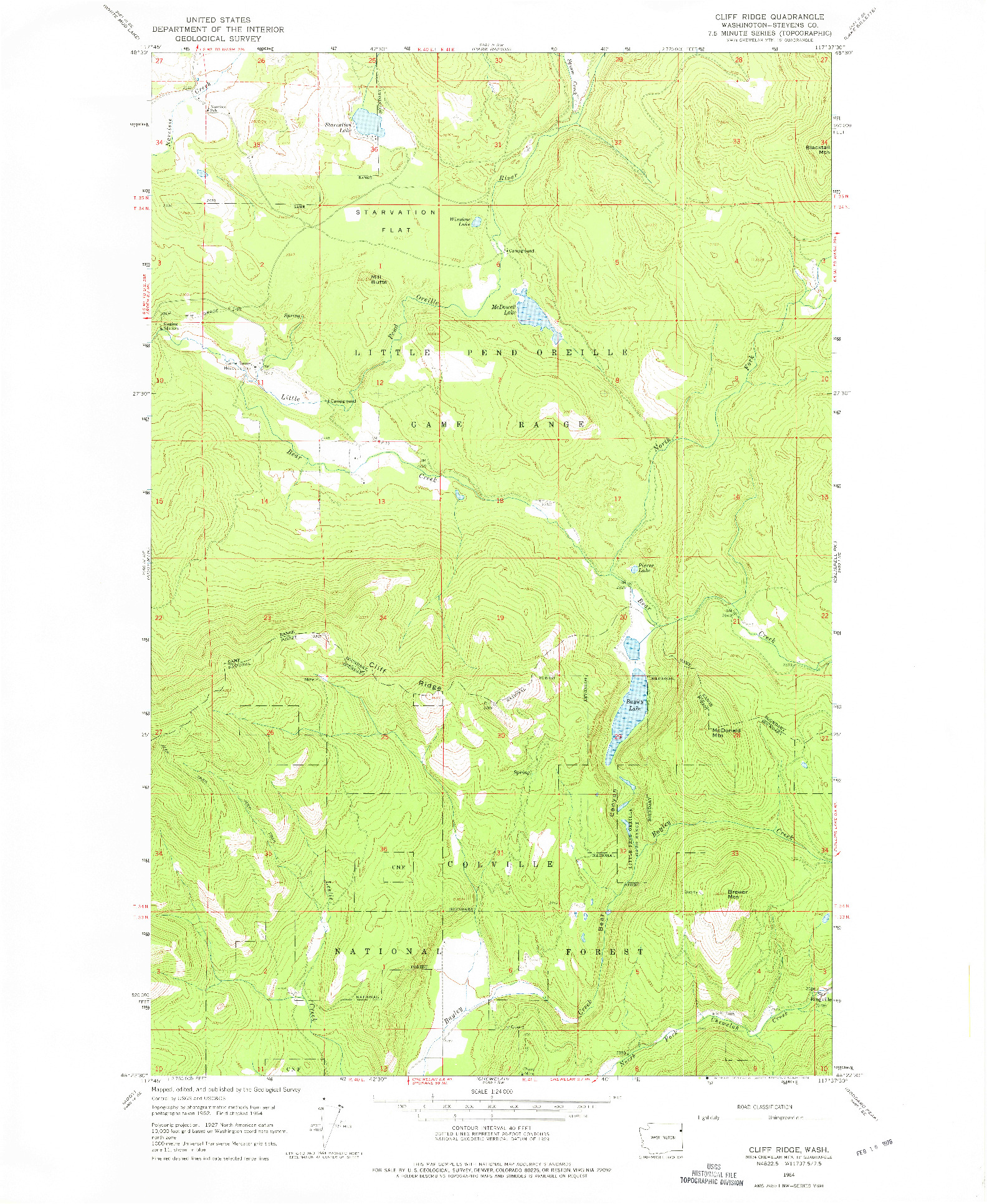 USGS 1:24000-SCALE QUADRANGLE FOR CLIFF RIDGE, WA 1964