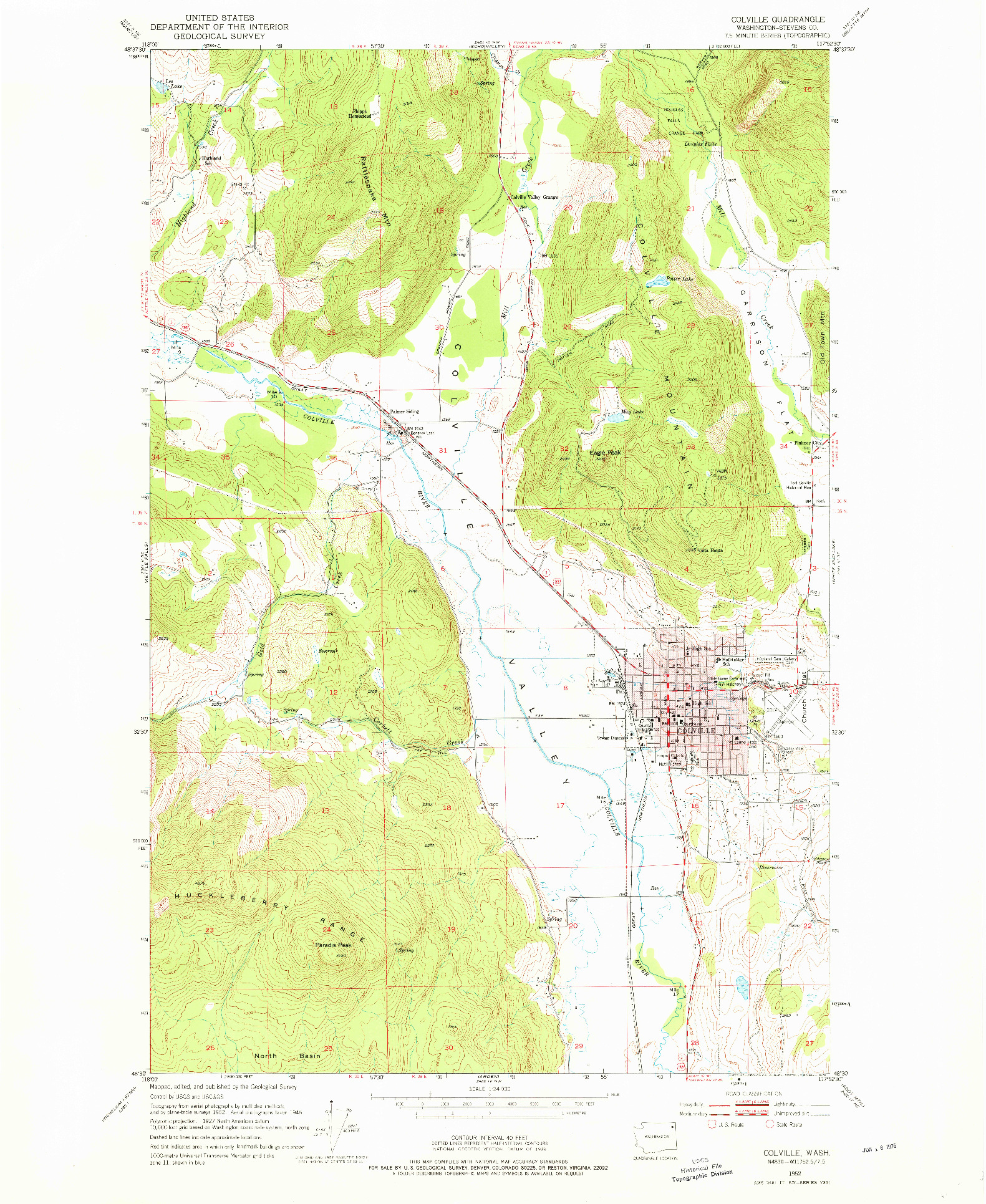 USGS 1:24000-SCALE QUADRANGLE FOR COLVILLE, WA 1952