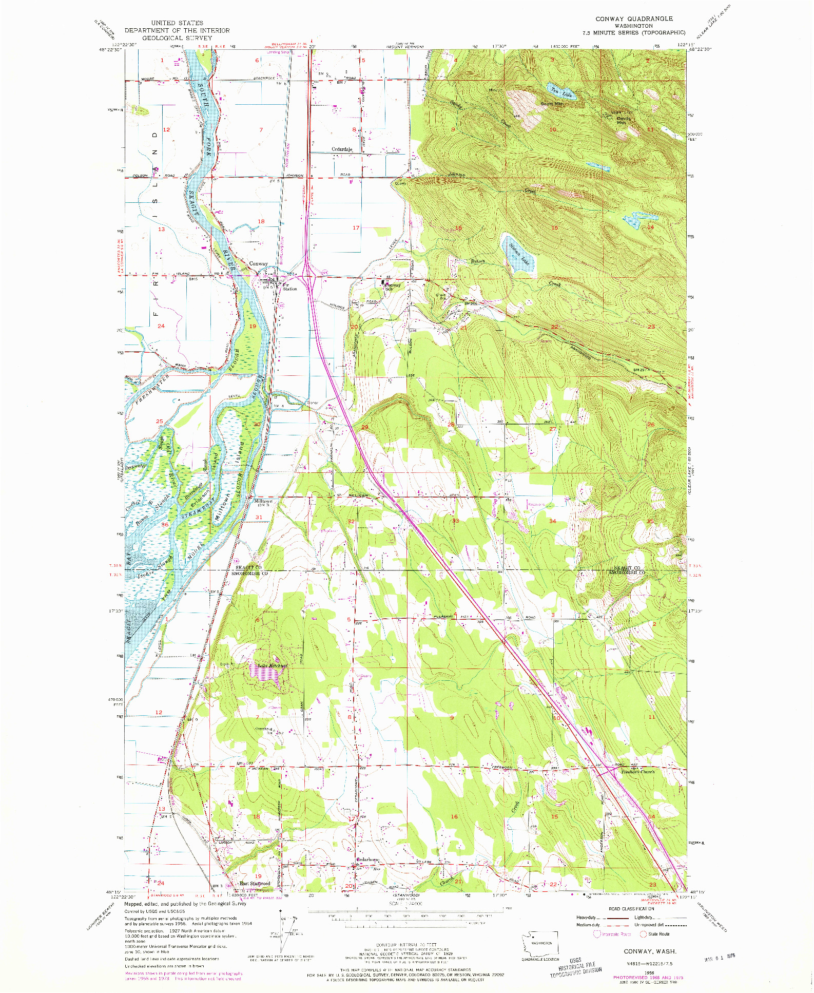 USGS 1:24000-SCALE QUADRANGLE FOR CONWAY, WA 1956