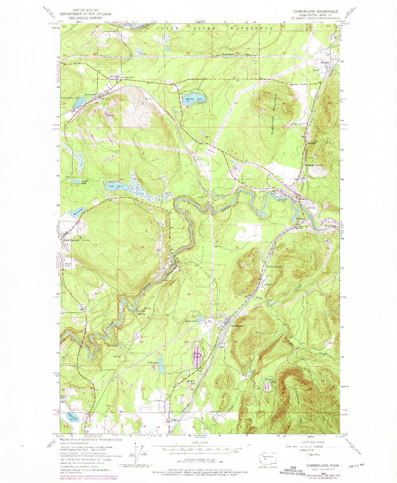 USGS 1:24000-SCALE QUADRANGLE FOR CUMBERLAND, WA 1953