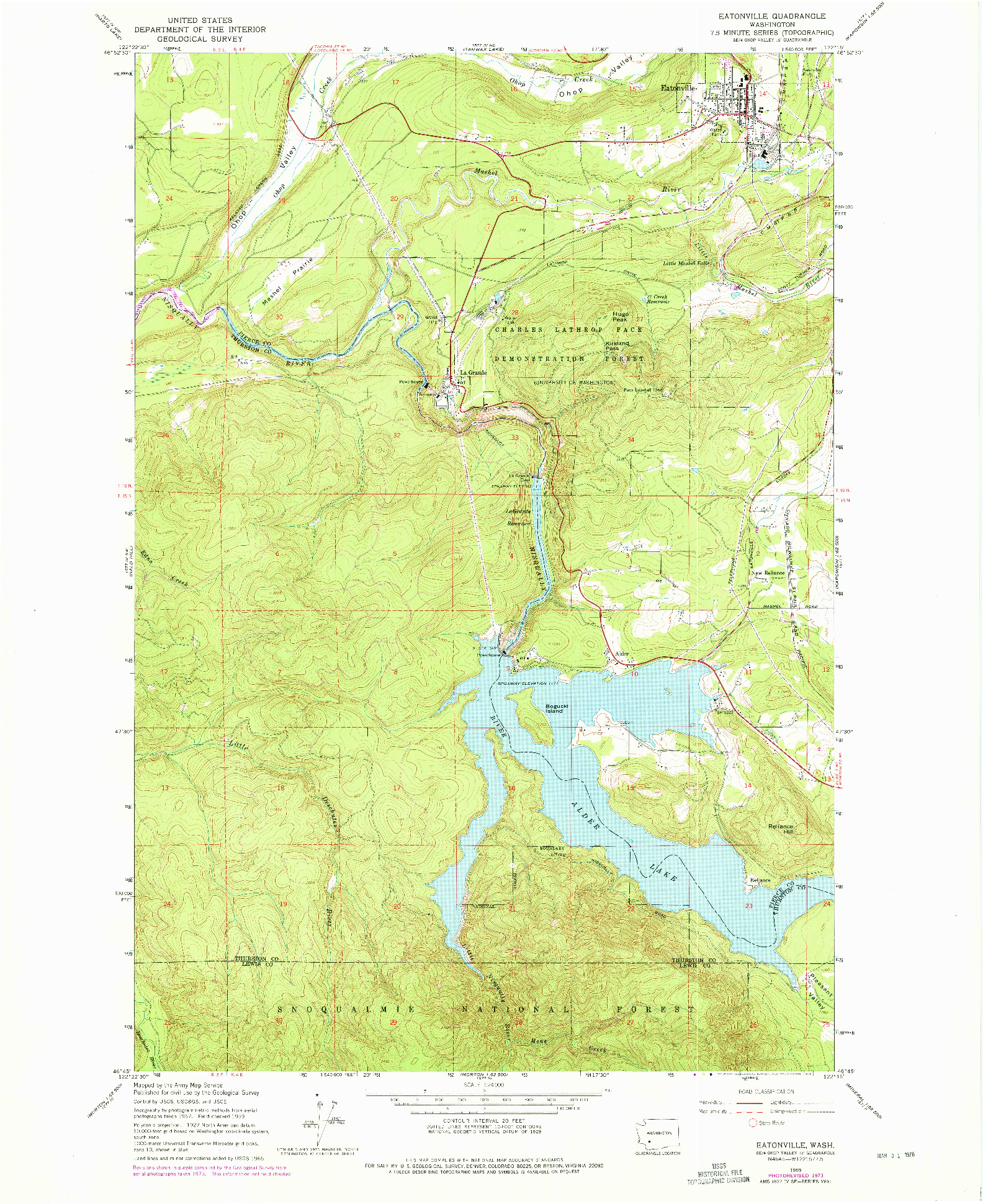 USGS 1:24000-SCALE QUADRANGLE FOR EATONVILLE, WA 1959