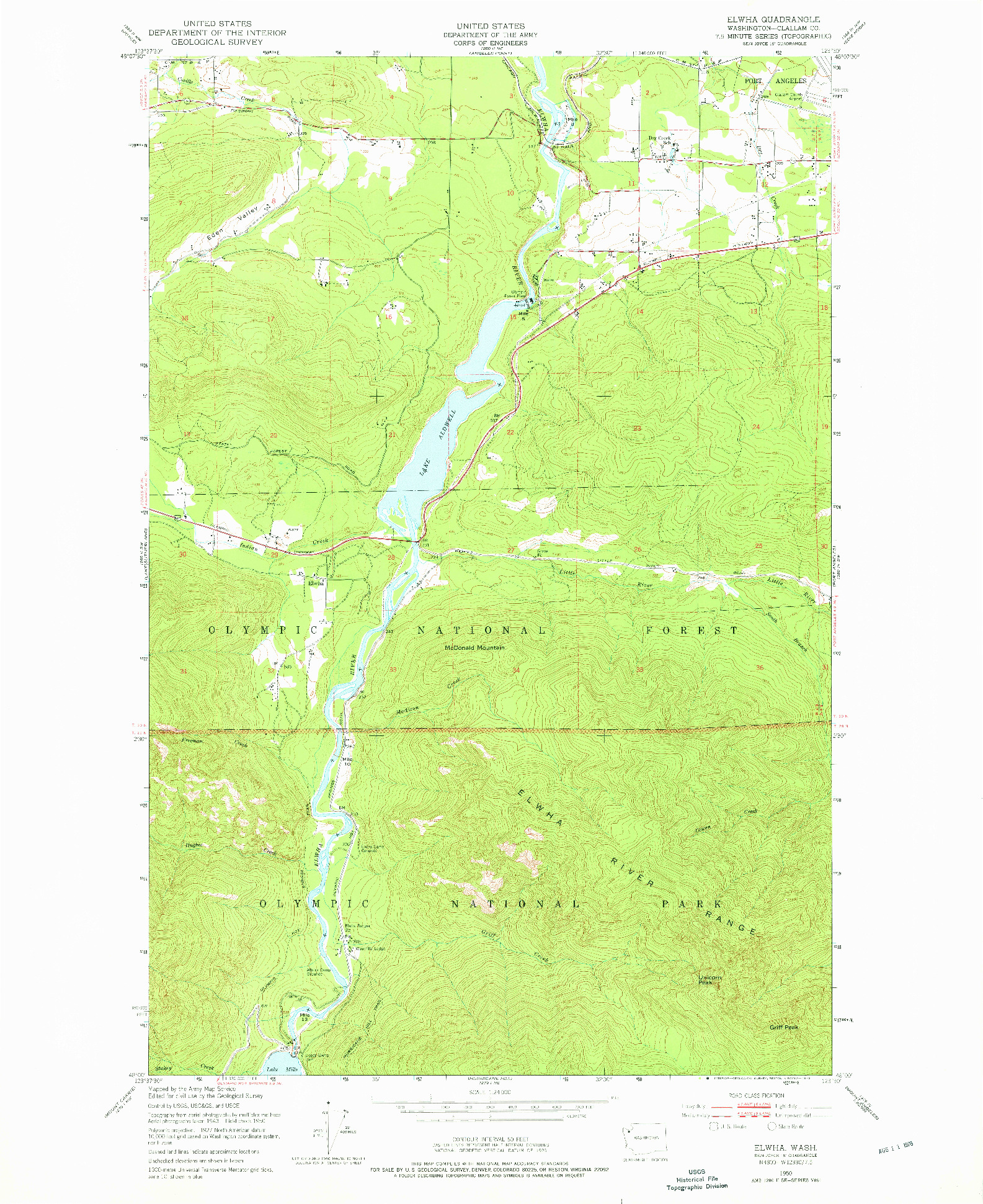 USGS 1:24000-SCALE QUADRANGLE FOR ELWHA, WA 1950