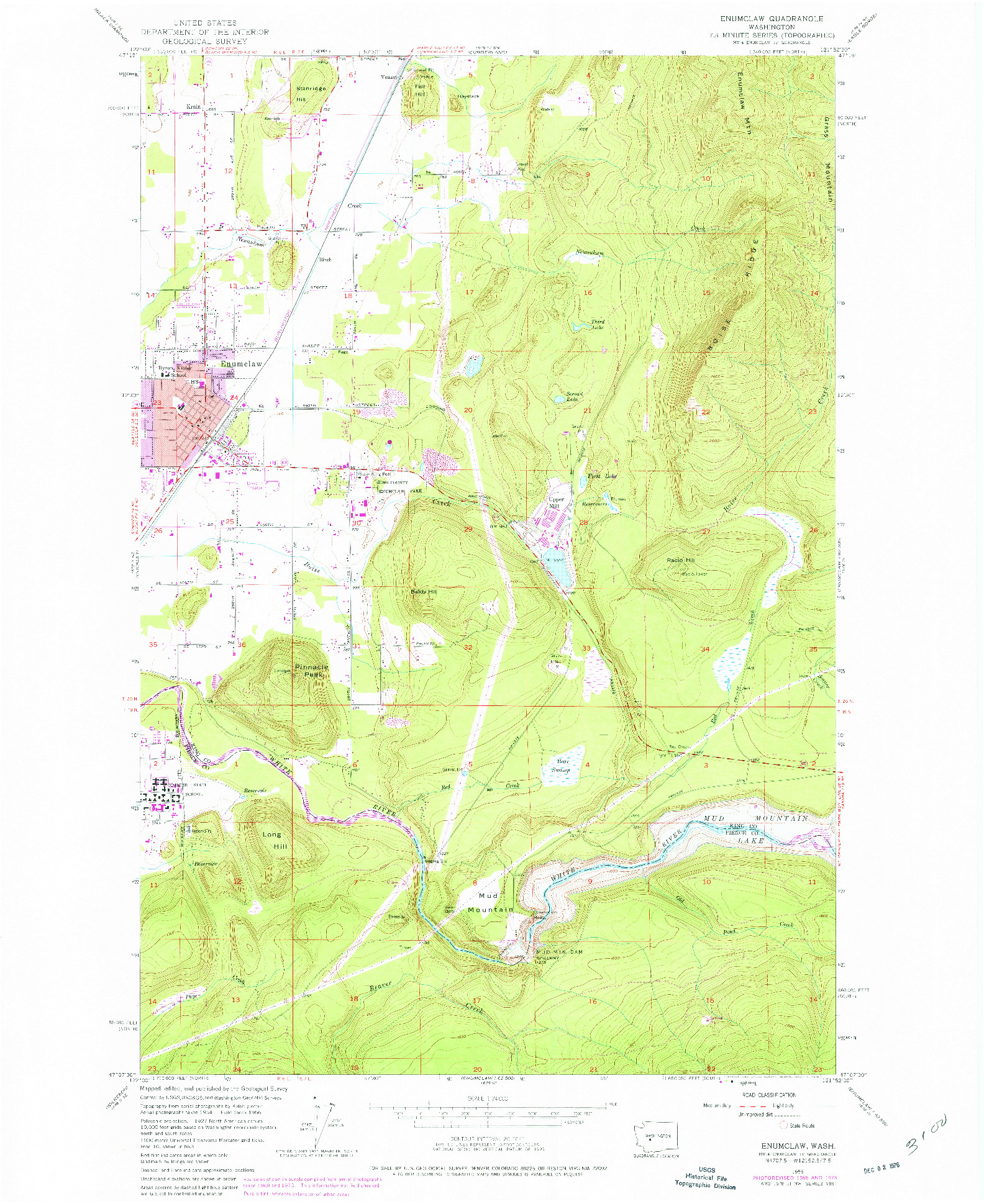 USGS 1:24000-SCALE QUADRANGLE FOR ENUMCLAW, WA 1956