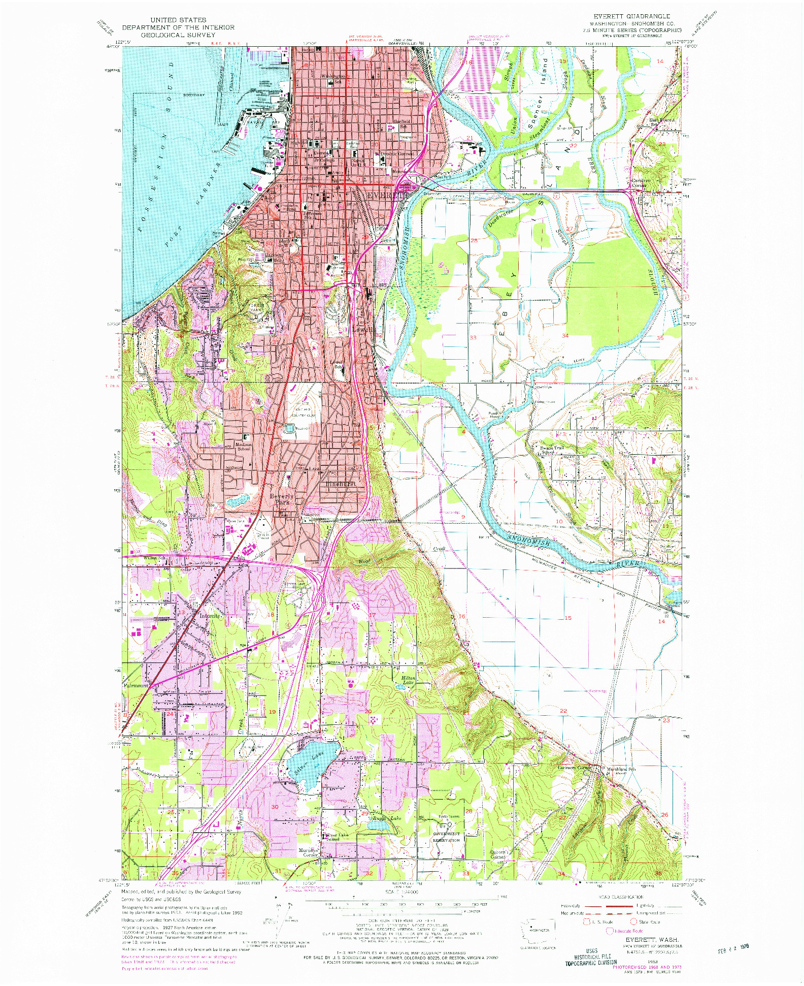 USGS 1:24000-SCALE QUADRANGLE FOR EVERETT, WA 1953