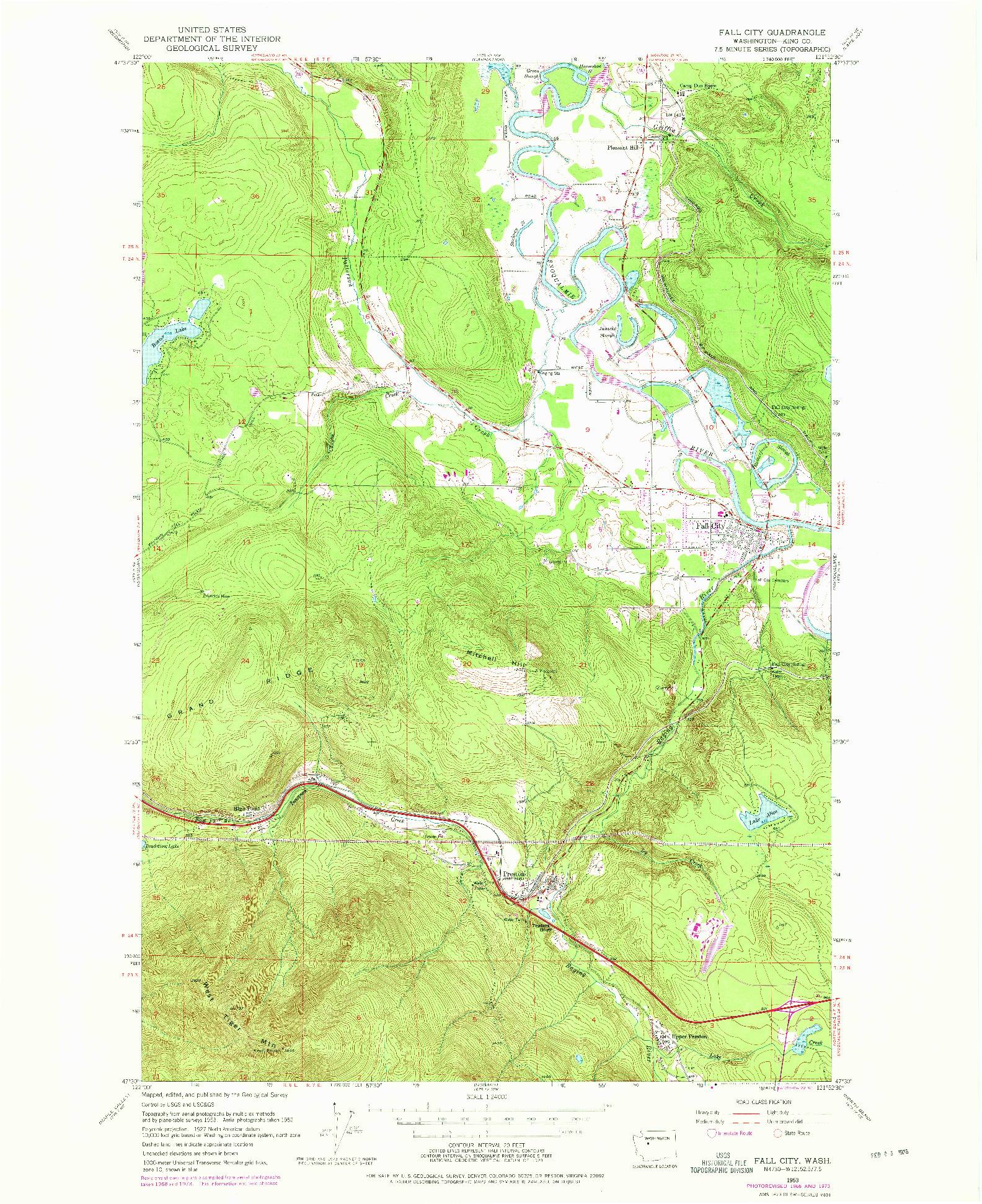USGS 1:24000-SCALE QUADRANGLE FOR FALL CITY, WA 1953