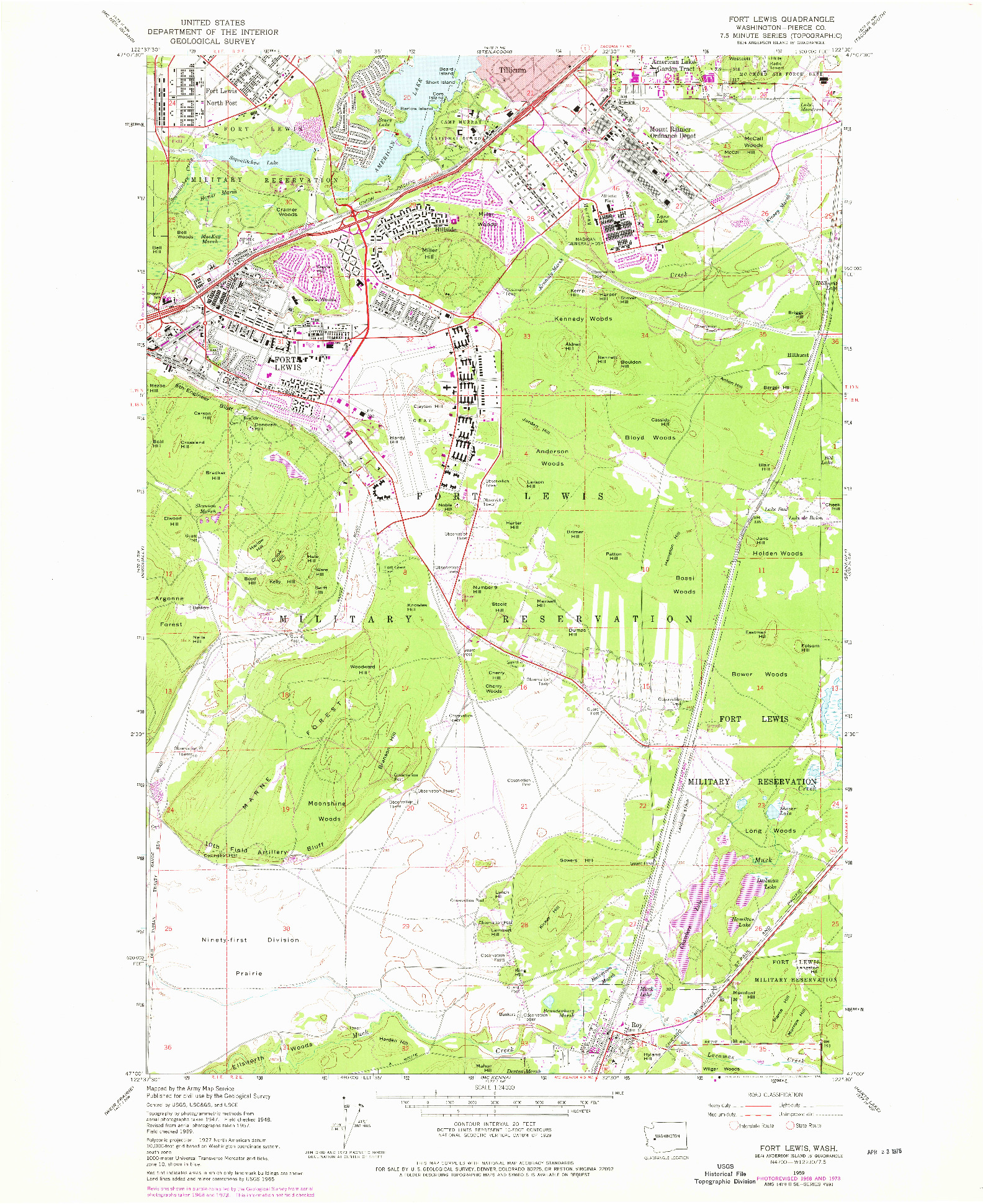 USGS 1:24000-SCALE QUADRANGLE FOR FORT LEWIS, WA 1959