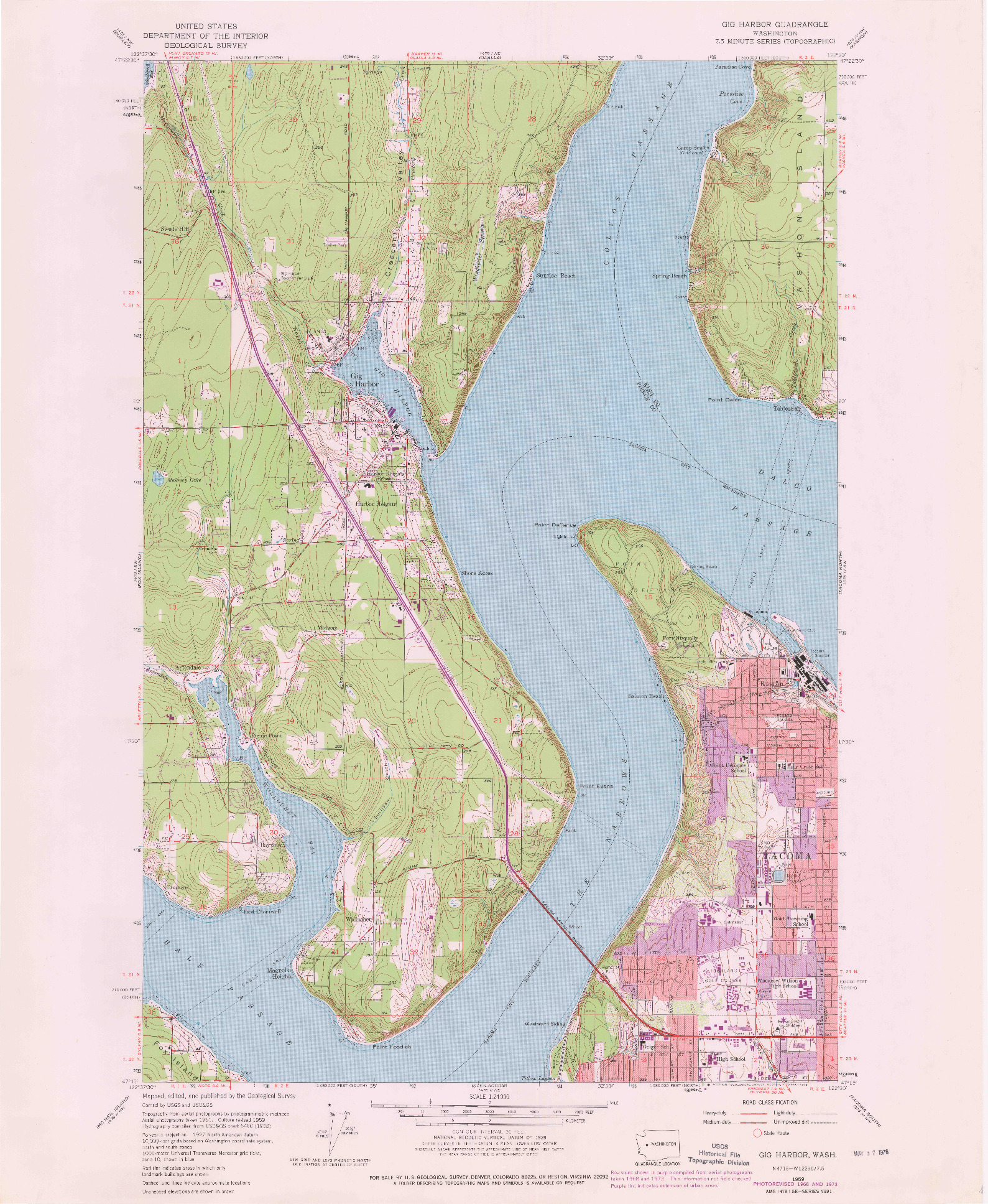 USGS 1:24000-SCALE QUADRANGLE FOR GIG HARBOR, WA 1959