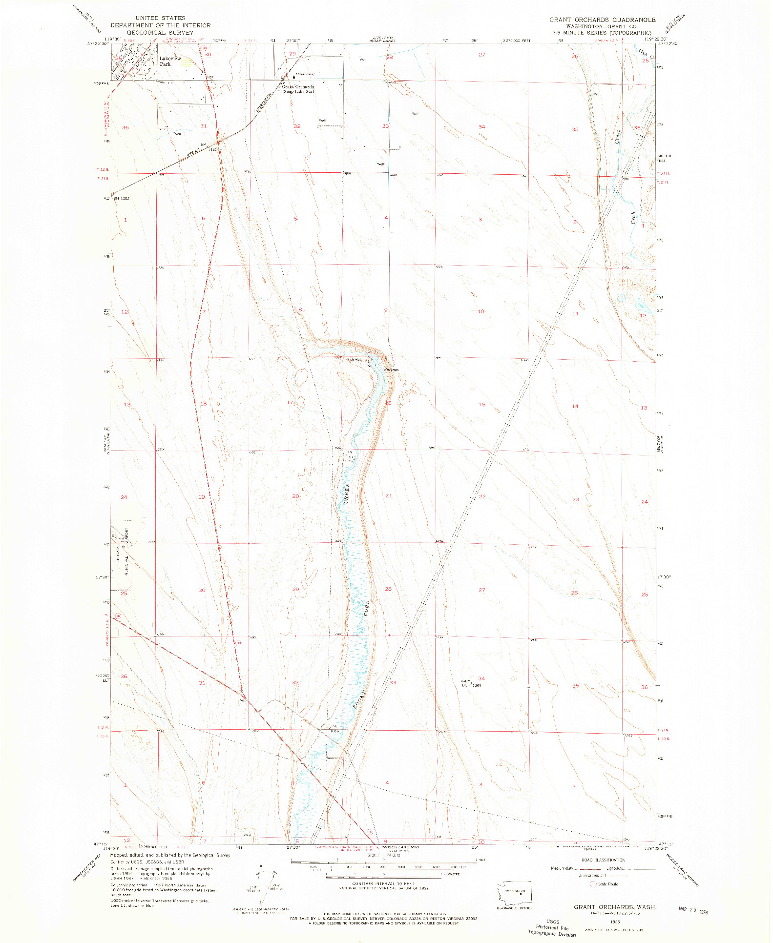 USGS 1:24000-SCALE QUADRANGLE FOR GRANT ORCHARDS, WA 1956