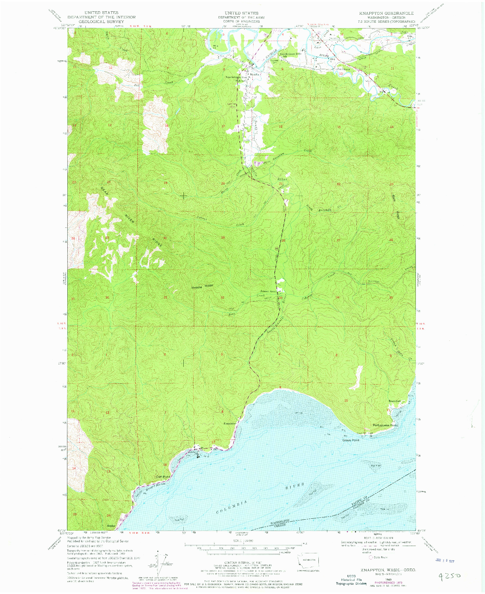 USGS 1:24000-SCALE QUADRANGLE FOR KNAPPTON, WA 1949