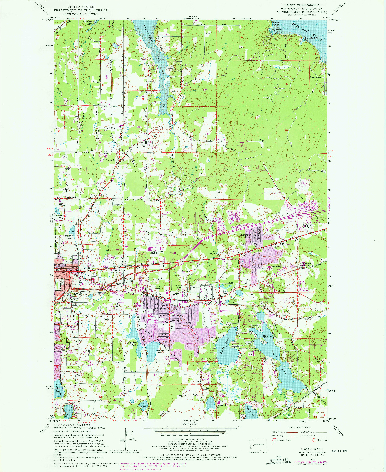 USGS 1:24000-SCALE QUADRANGLE FOR LACEY, WA 1959