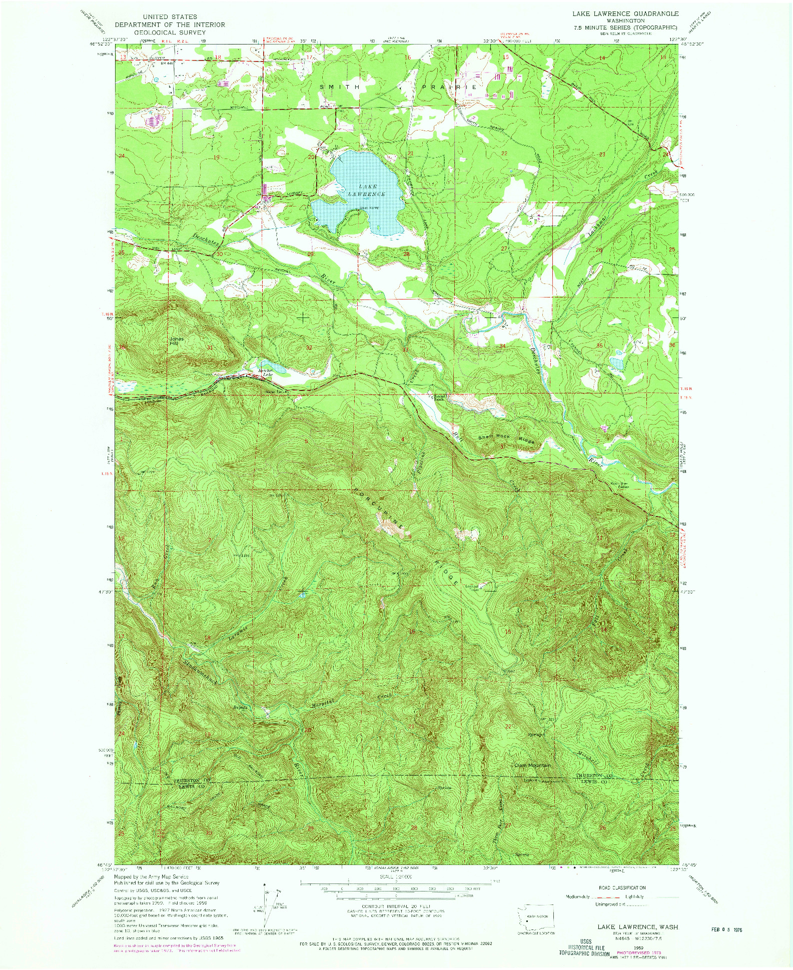 USGS 1:24000-SCALE QUADRANGLE FOR LAKE LAWRENCE, WA 1959