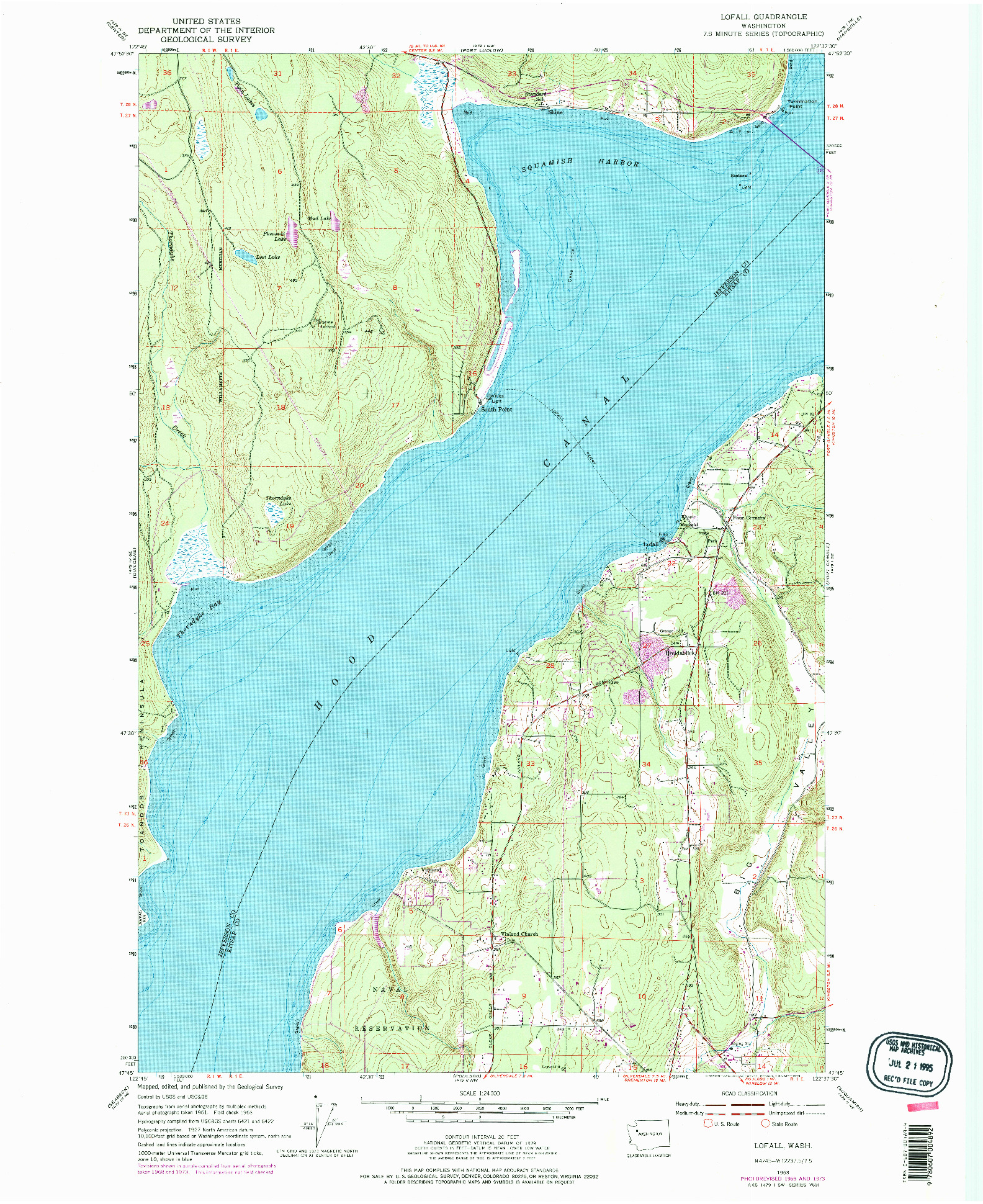 USGS 1:24000-SCALE QUADRANGLE FOR LOFALL, WA 1953