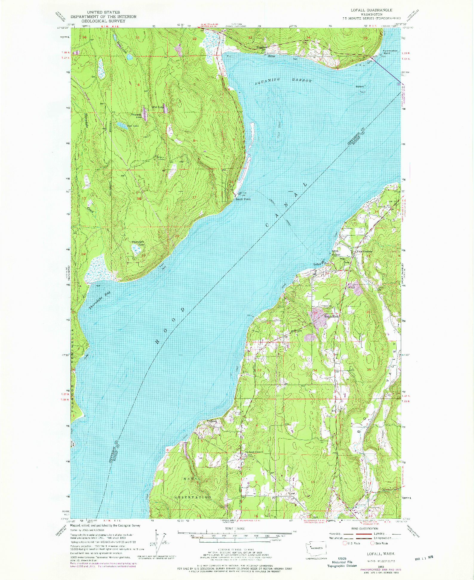 USGS 1:24000-SCALE QUADRANGLE FOR LOFALL, WA 1953