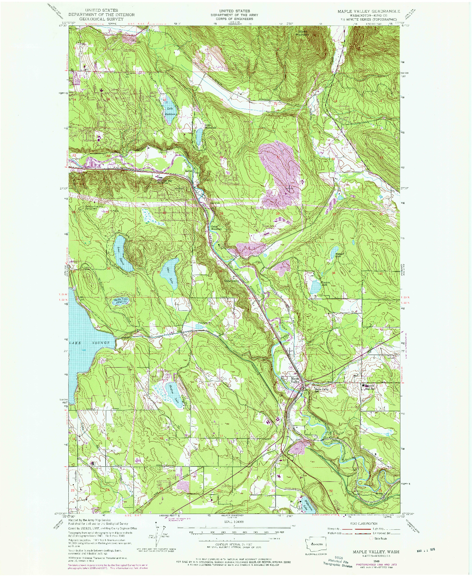 USGS 1:24000-SCALE QUADRANGLE FOR MAPLE VALLEY, WA 1949