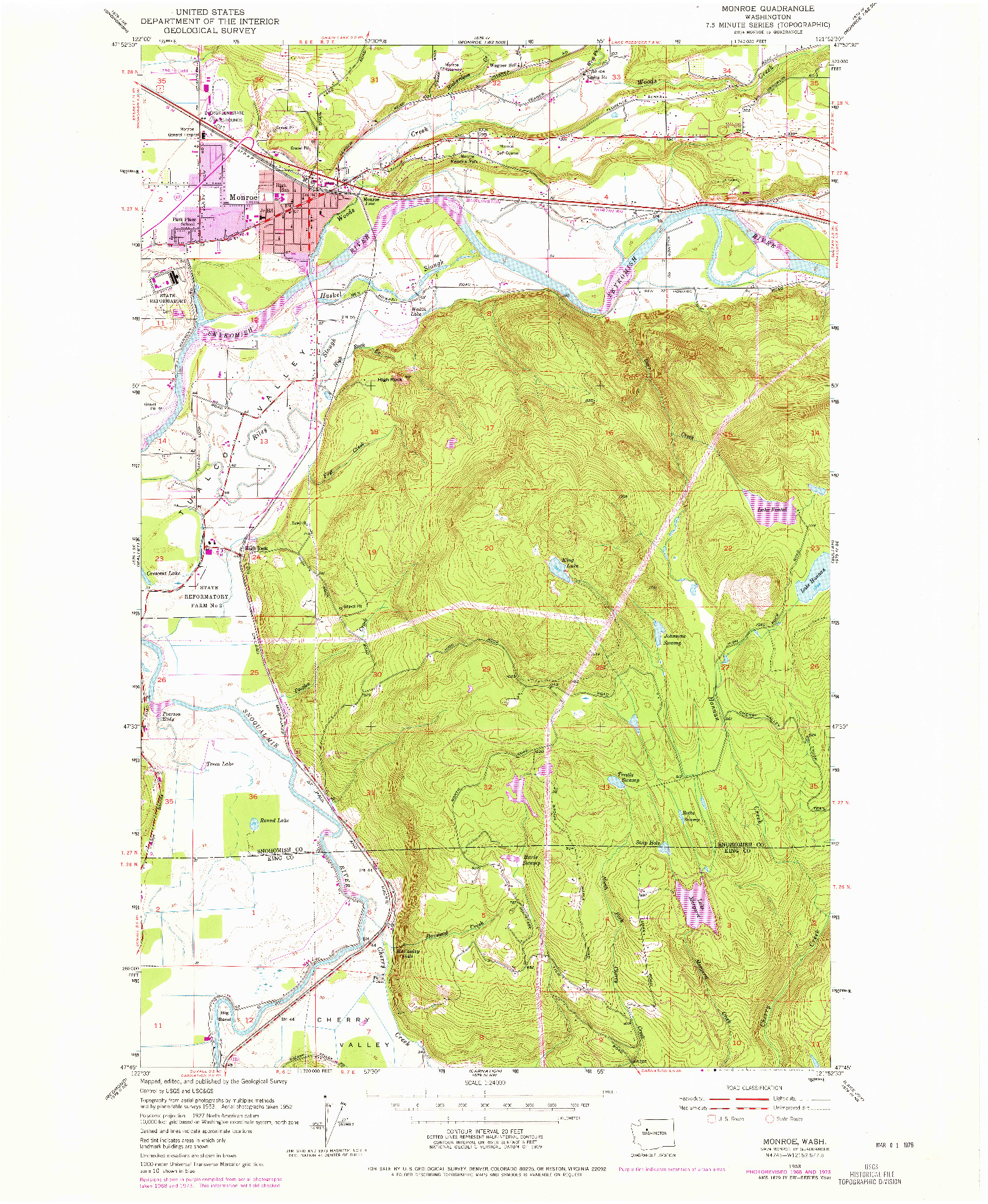 USGS 1:24000-SCALE QUADRANGLE FOR MONROE, WA 1953