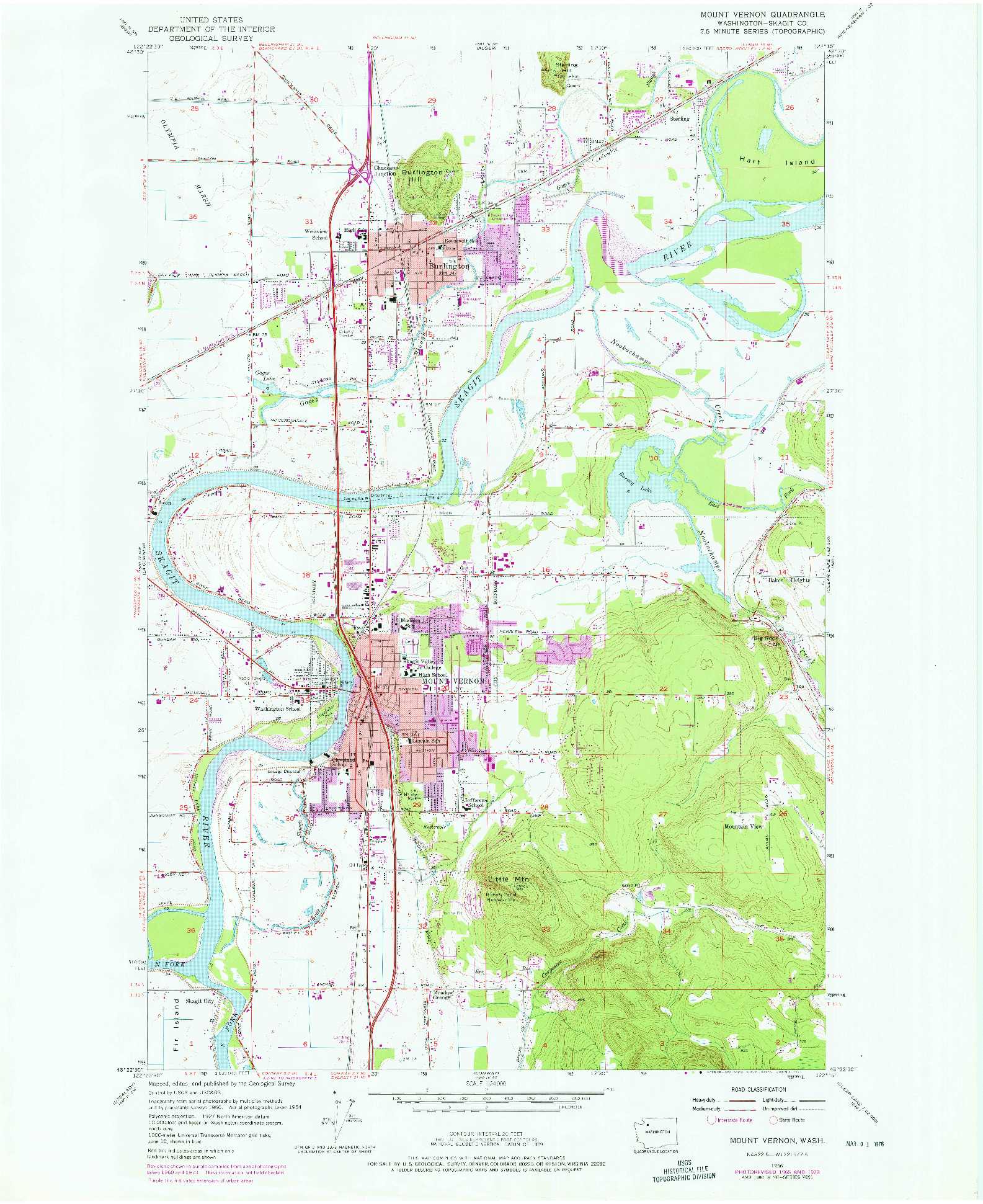 USGS 1:24000-SCALE QUADRANGLE FOR MOUNT VERNON, WA 1956