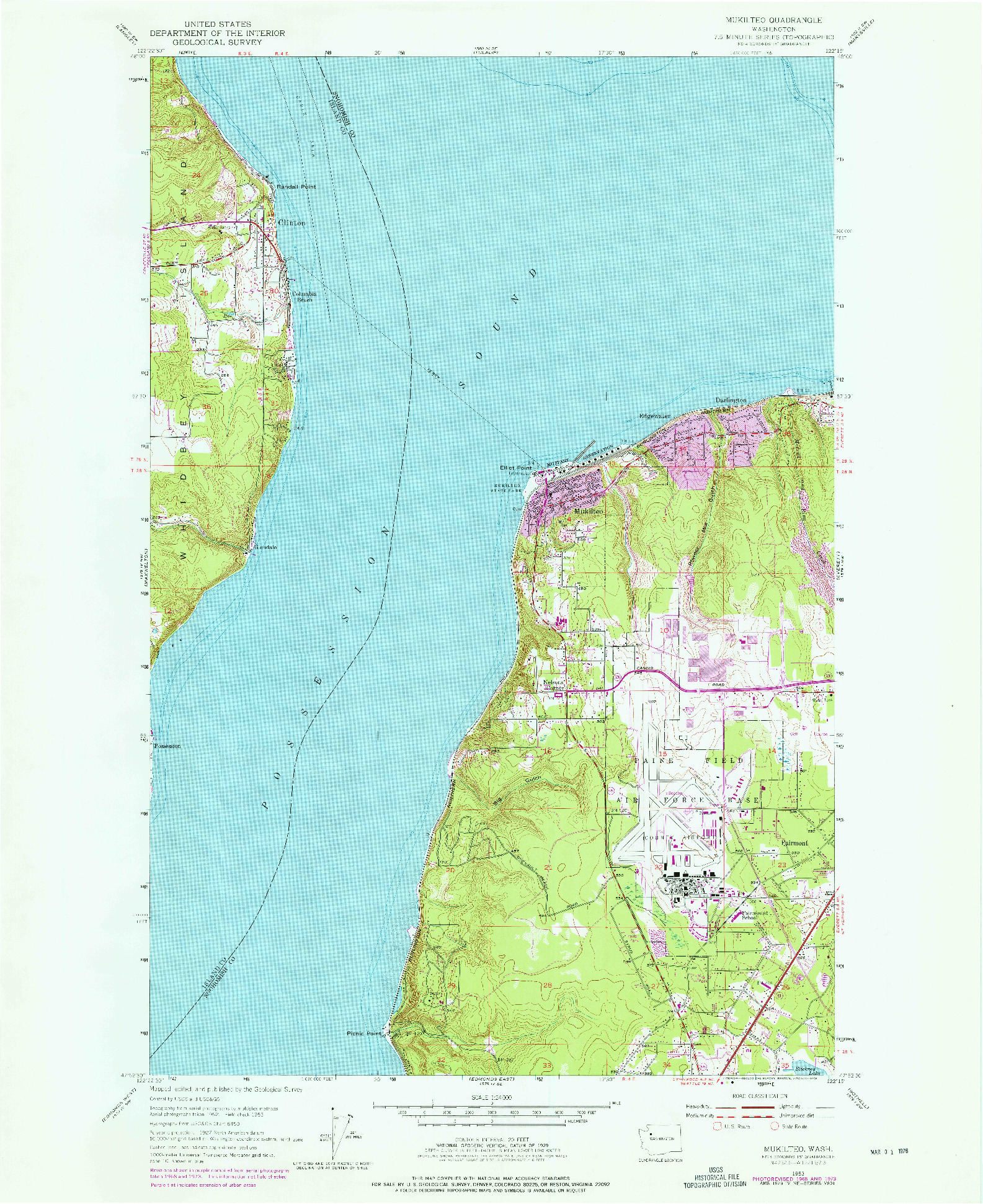 USGS 1:24000-SCALE QUADRANGLE FOR MUKILTEO, WA 1953